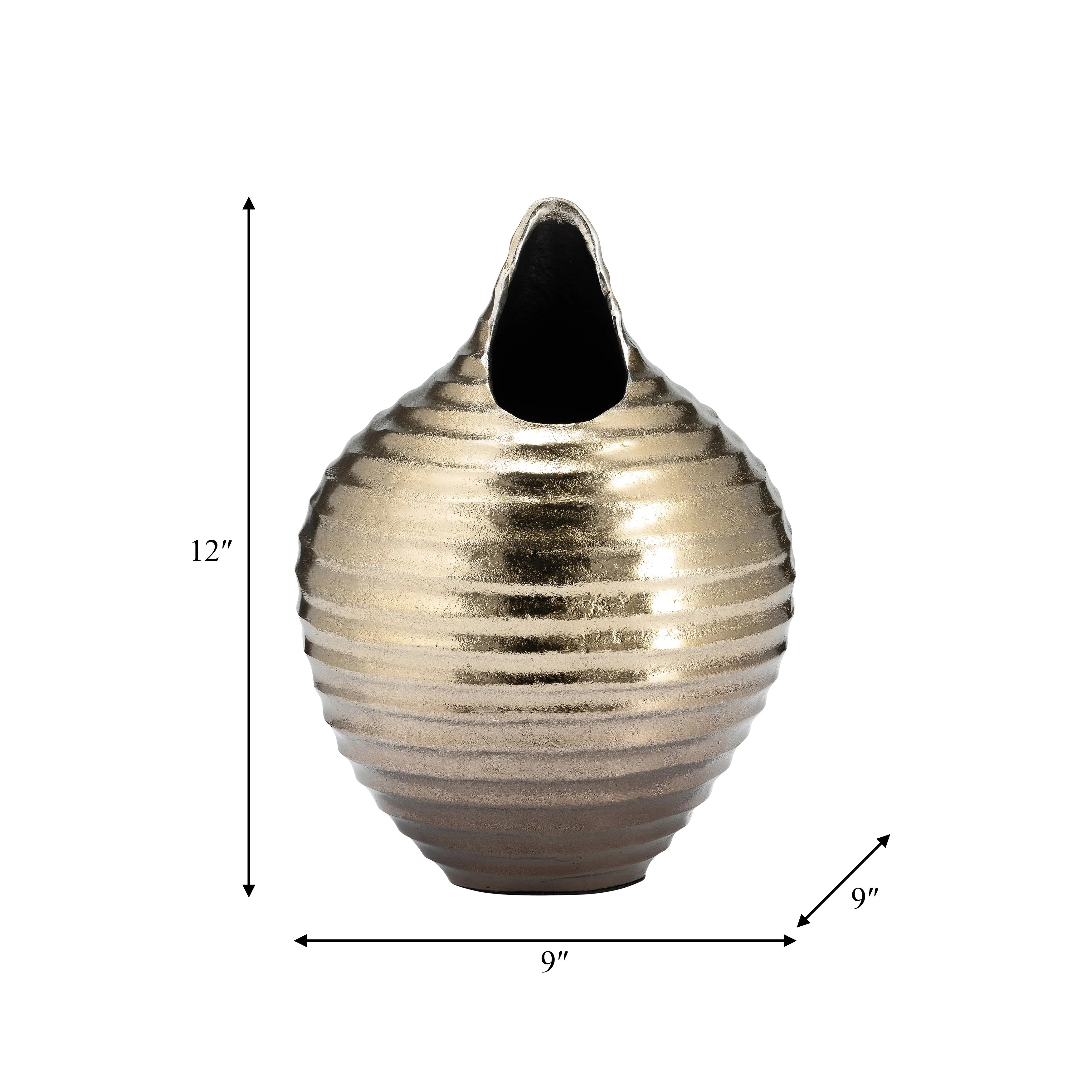 METAL,12",SHELL LIKE VASE,GOLD