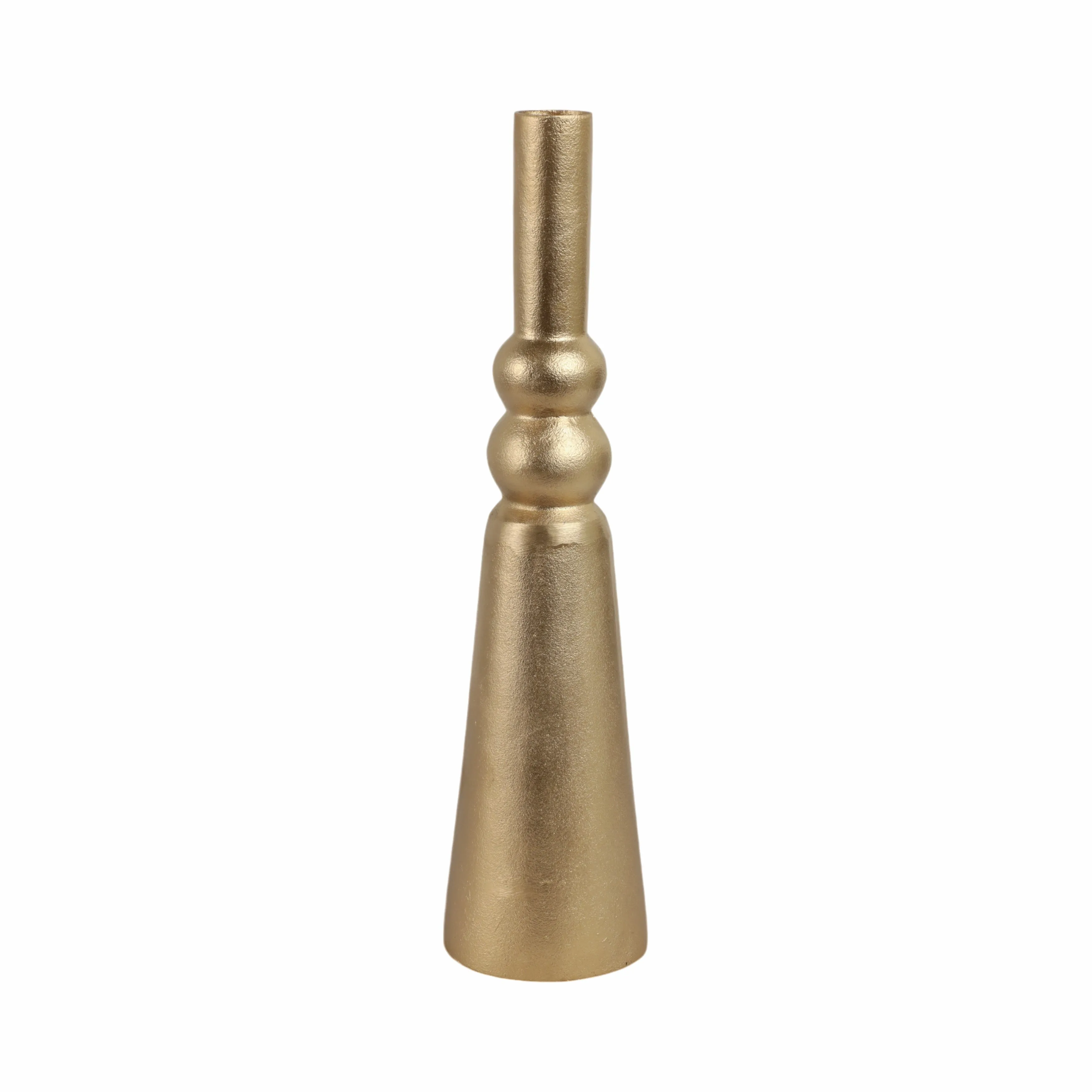METAL,22"H,ABSTRACT PILLAR VASE,GOLD