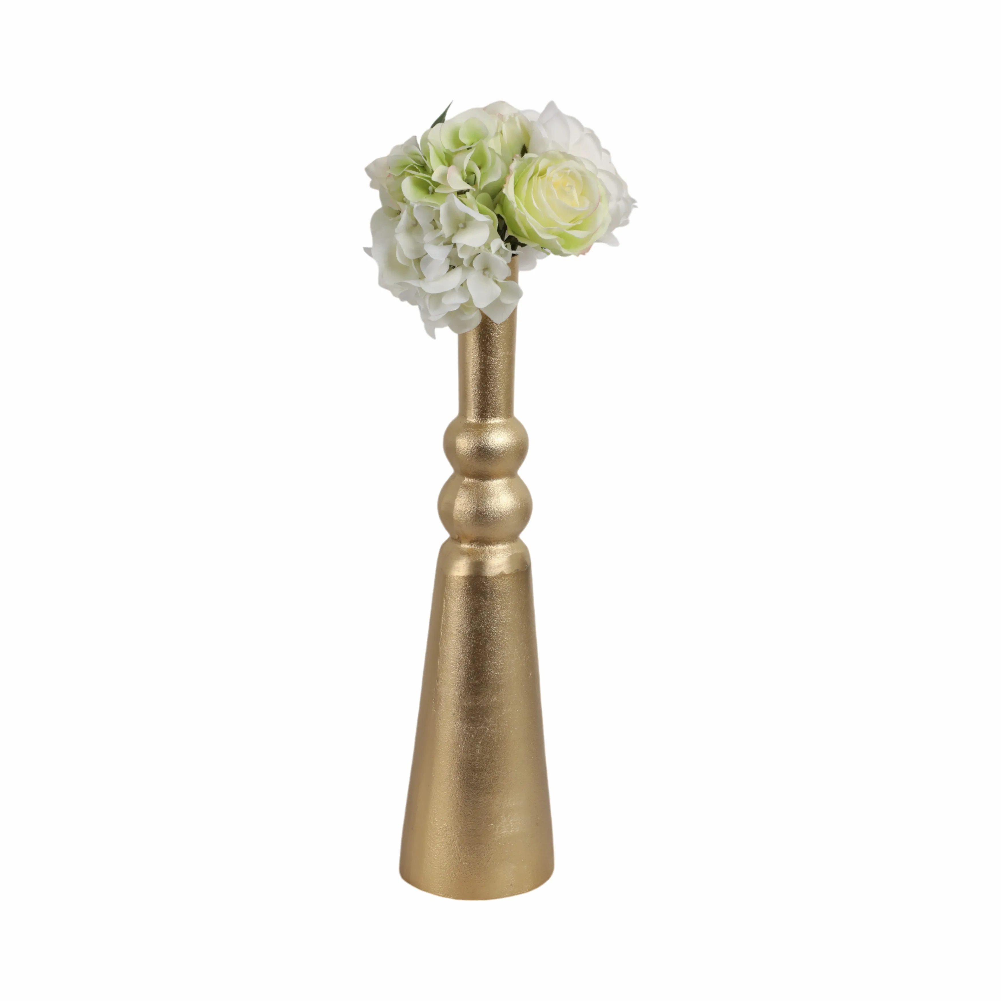 METAL,22"H,ABSTRACT PILLAR VASE,GOLD
