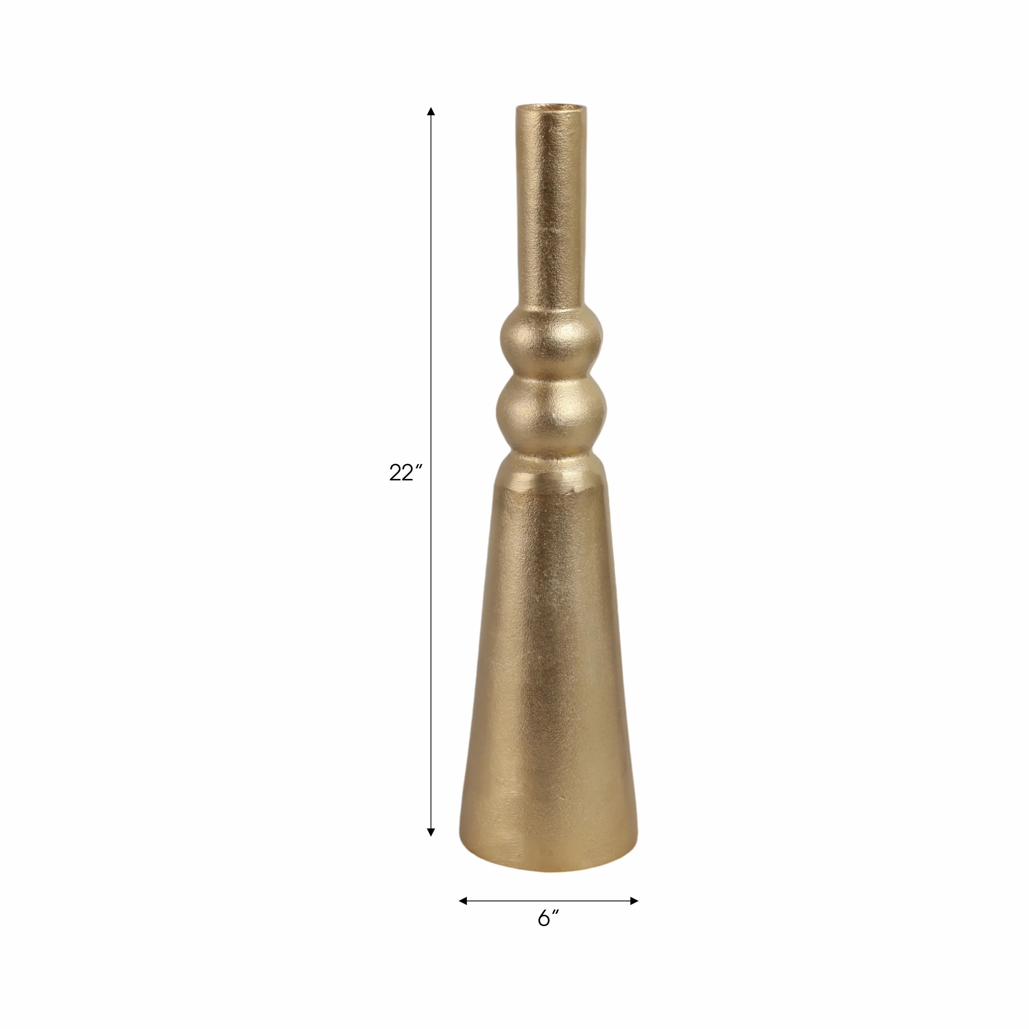 METAL,22"H,ABSTRACT PILLAR VASE,GOLD