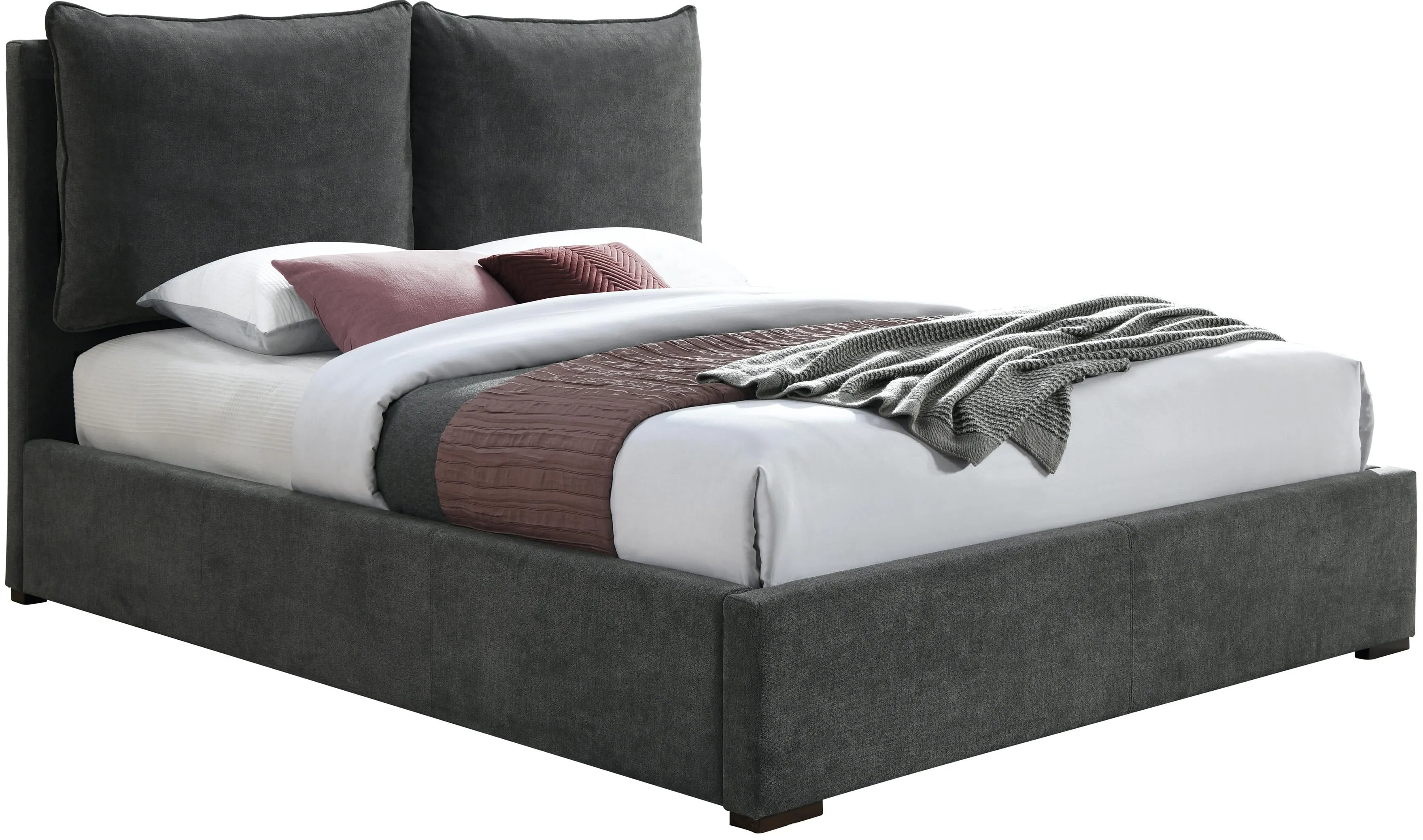 Misha Pepper Black Polyester Fabric Full Bed (3 Boxes)