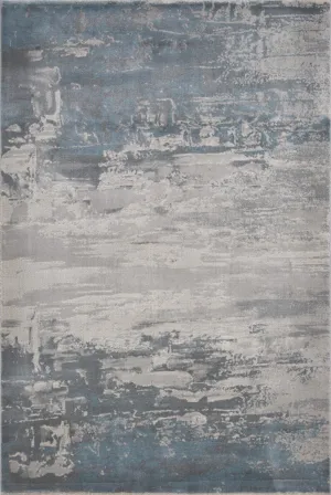 Modern baby blue and off-white Rug