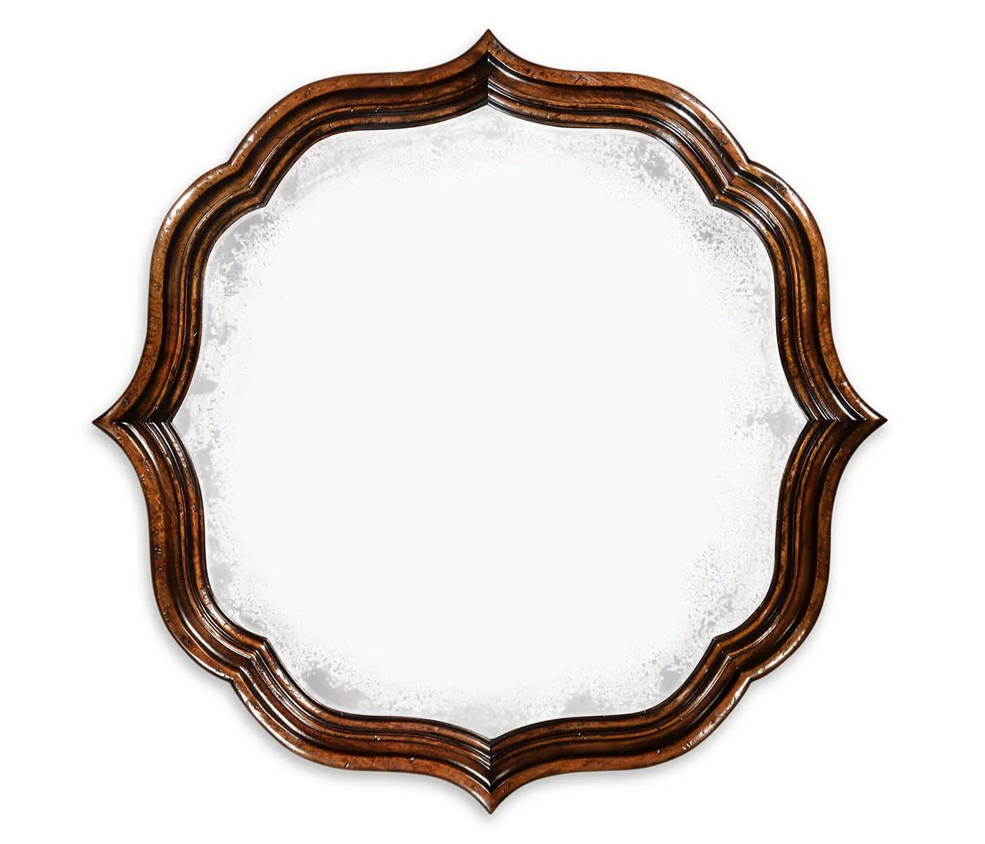 Moroccan Collection - Rustic walnut round antique mirror