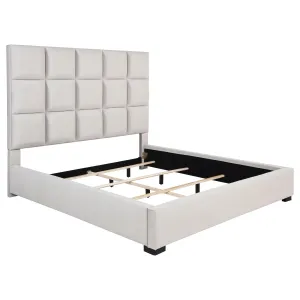 Panes Eastern King Tufted Upholstered Panel Bed Beige