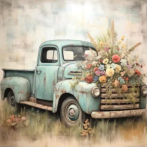 Petals And Pistons By Heidi Kuntz - Light Blue