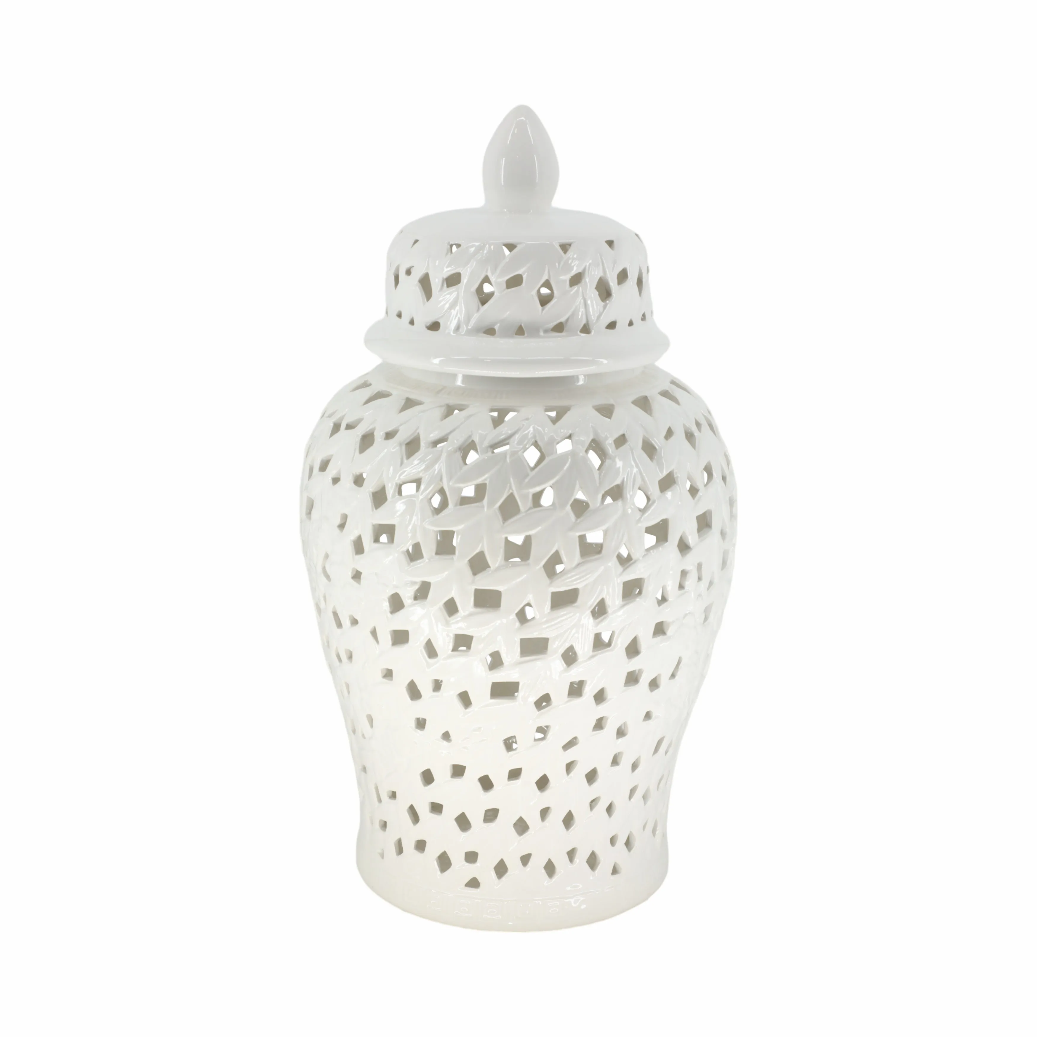 PIERCED WHITE TEMPLE JAR 24"