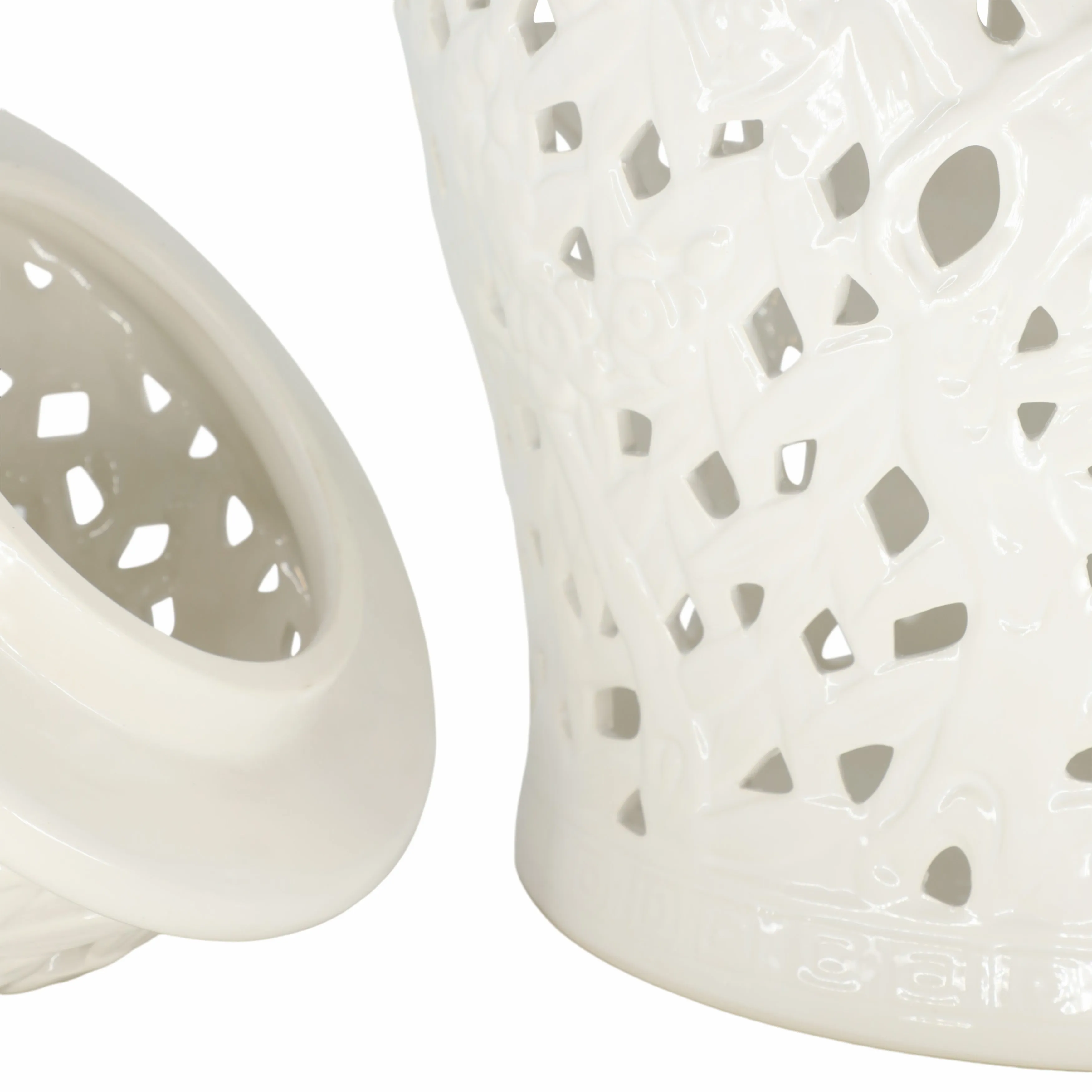 PIERCED WHITE TEMPLE JAR 24"