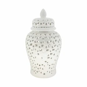 PIERCED WHITE TEMPLE JAR 24"