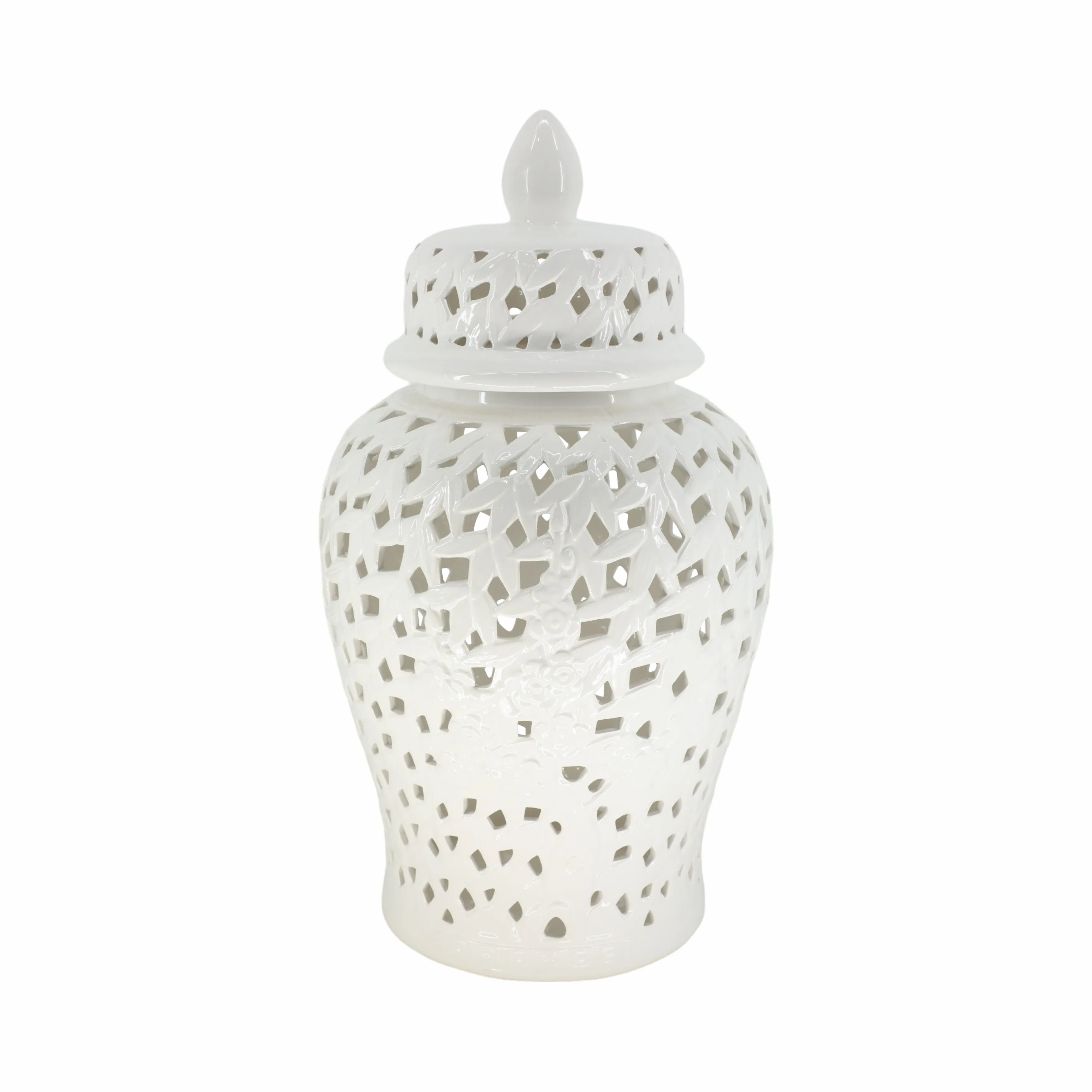 PIERCED WHITE TEMPLE JAR 24"