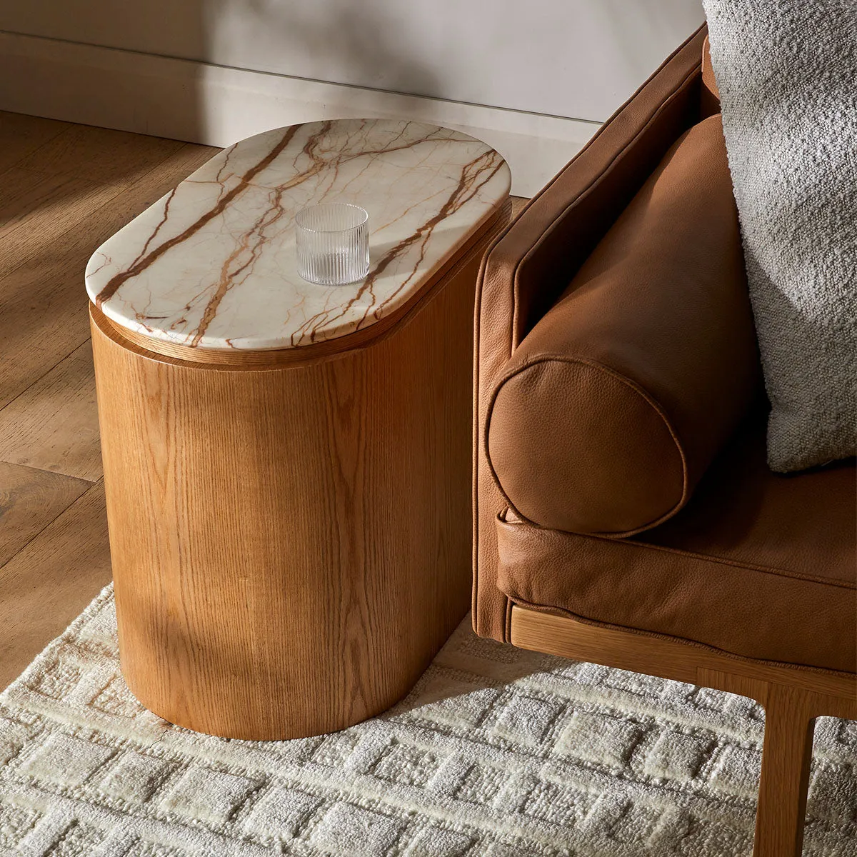 Pluto Oval Marble Side Table