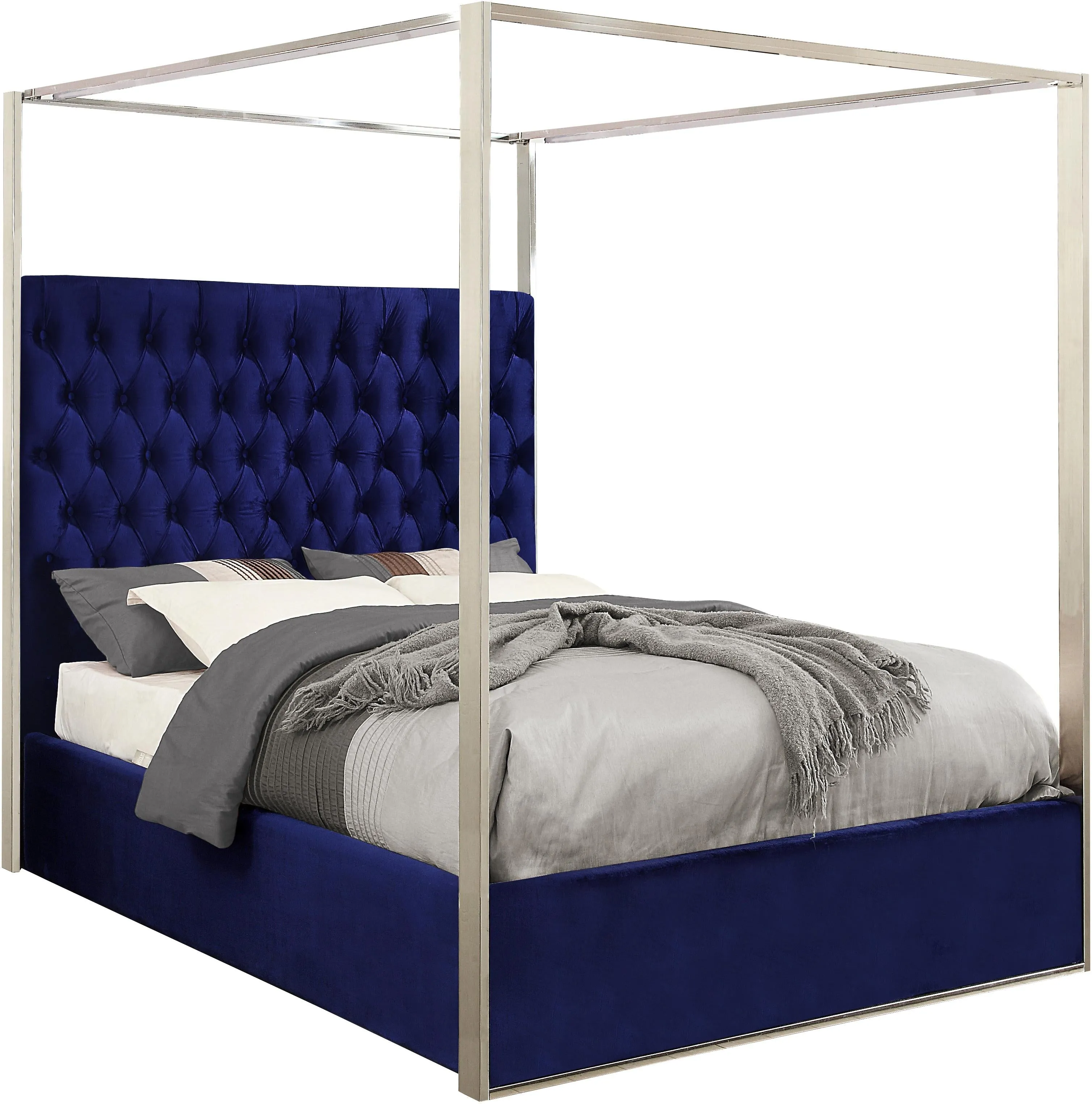 Porter Navy Velvet King Bed