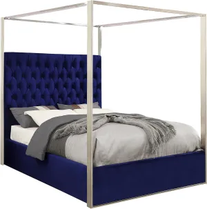 Porter Navy Velvet King Bed
