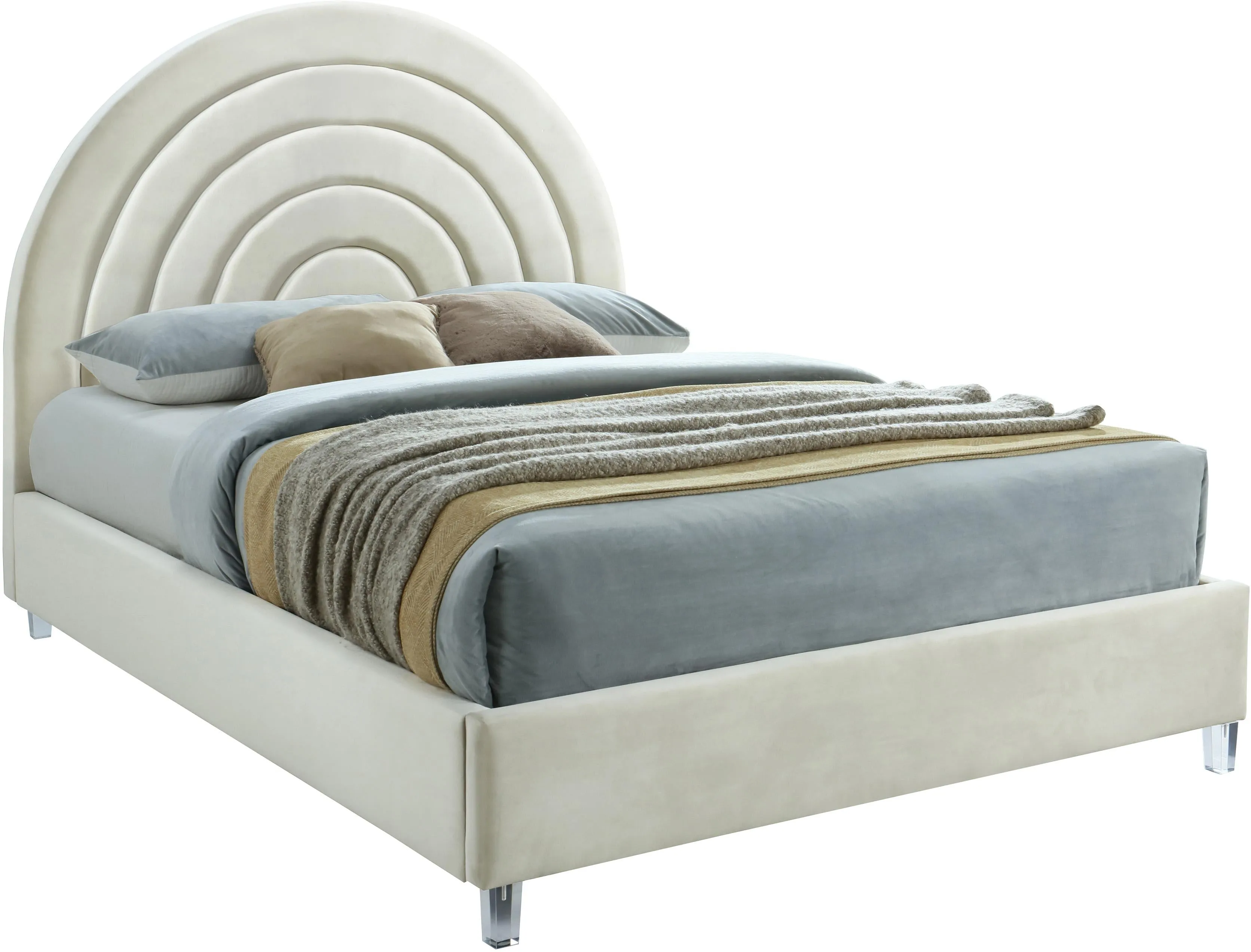 Rainbow Cream Velvet King Bed