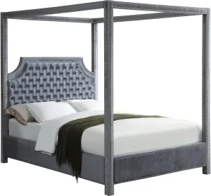 Rowan Grey Velvet King Bed (3 Boxes)