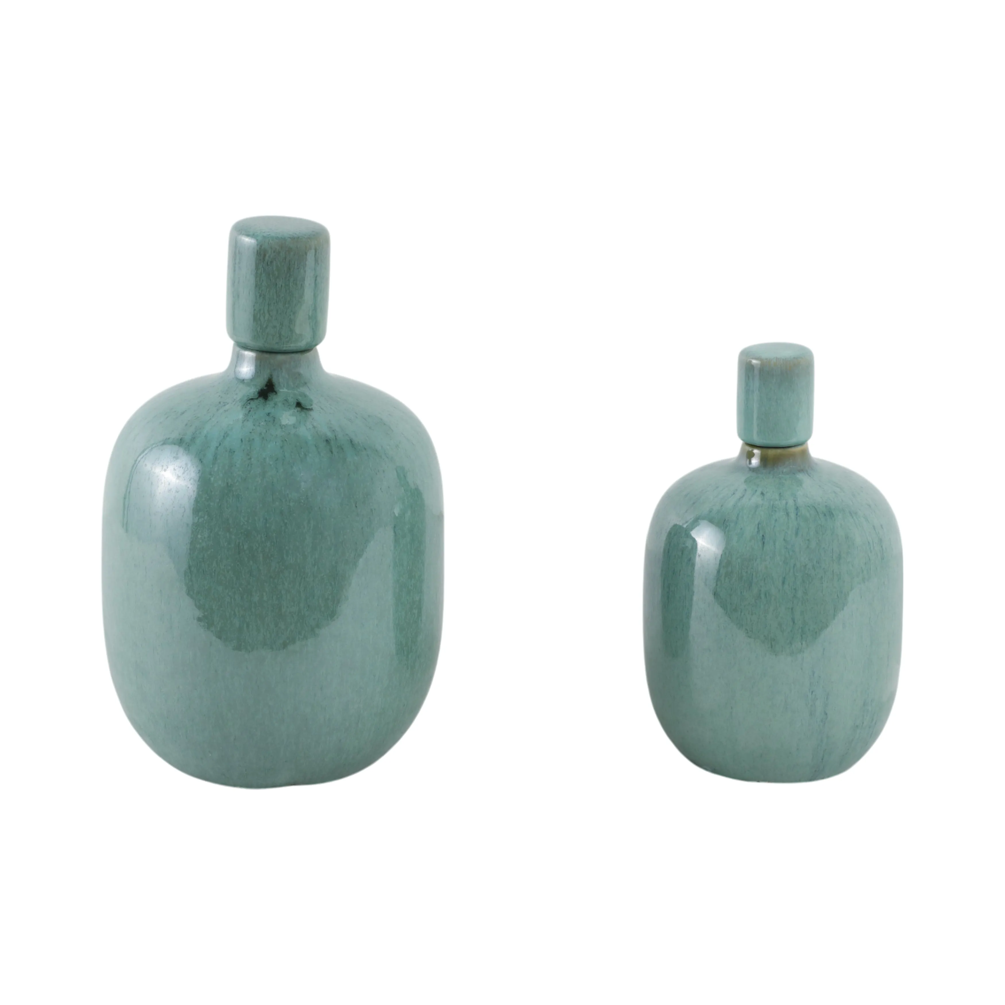 S/2 10/12" Corvallis Teal Ceramic Jars