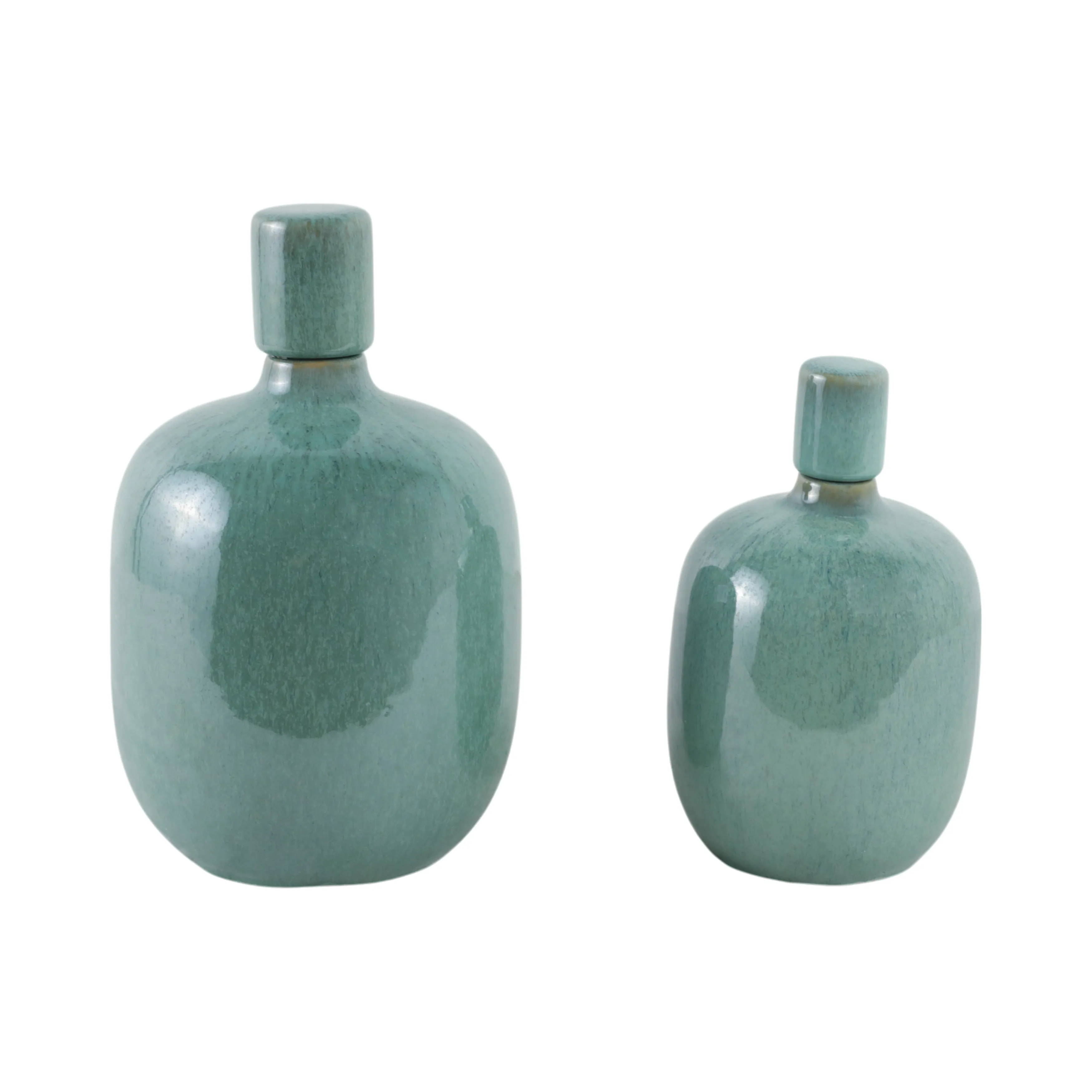 S/2 10/12" Corvallis Teal Ceramic Jars