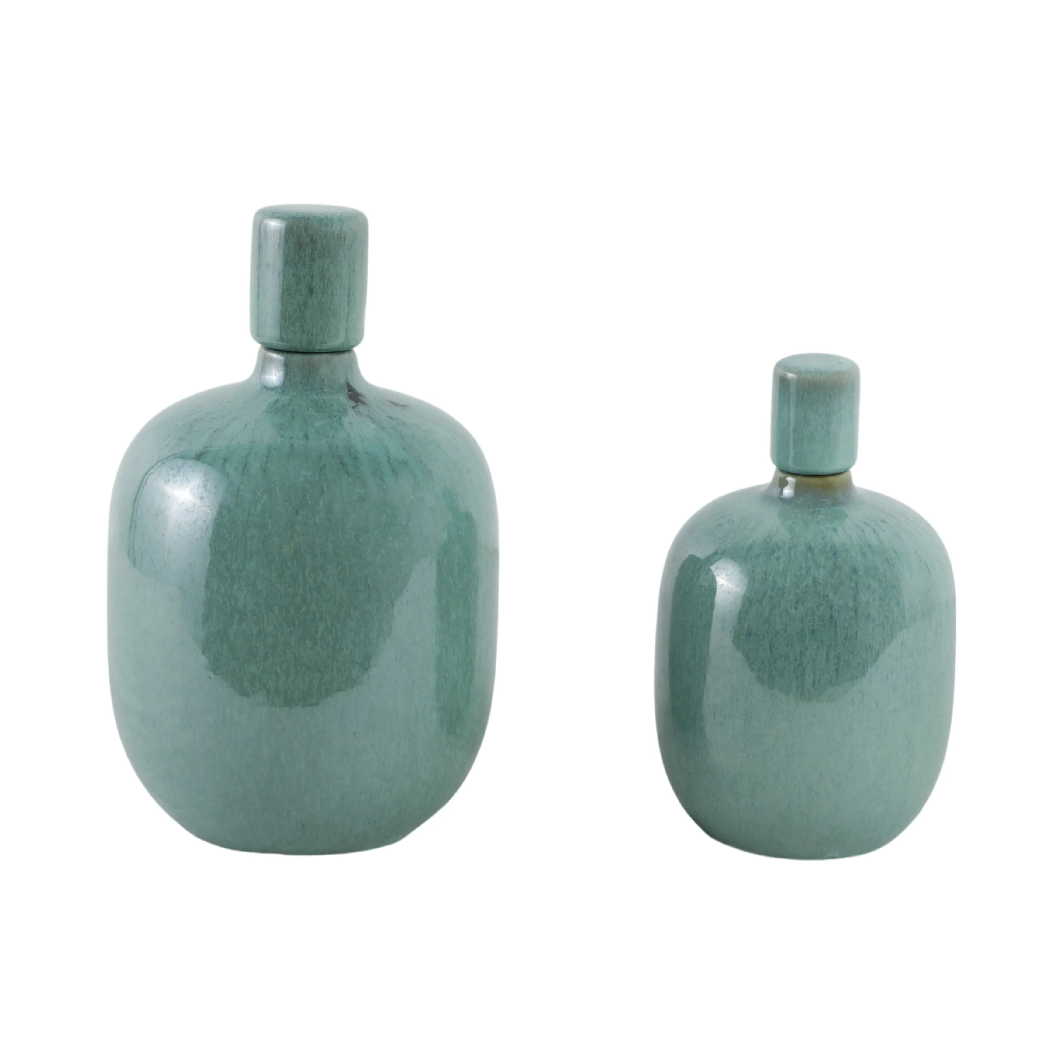 S/2 10/12" Corvallis Teal Ceramic Jars