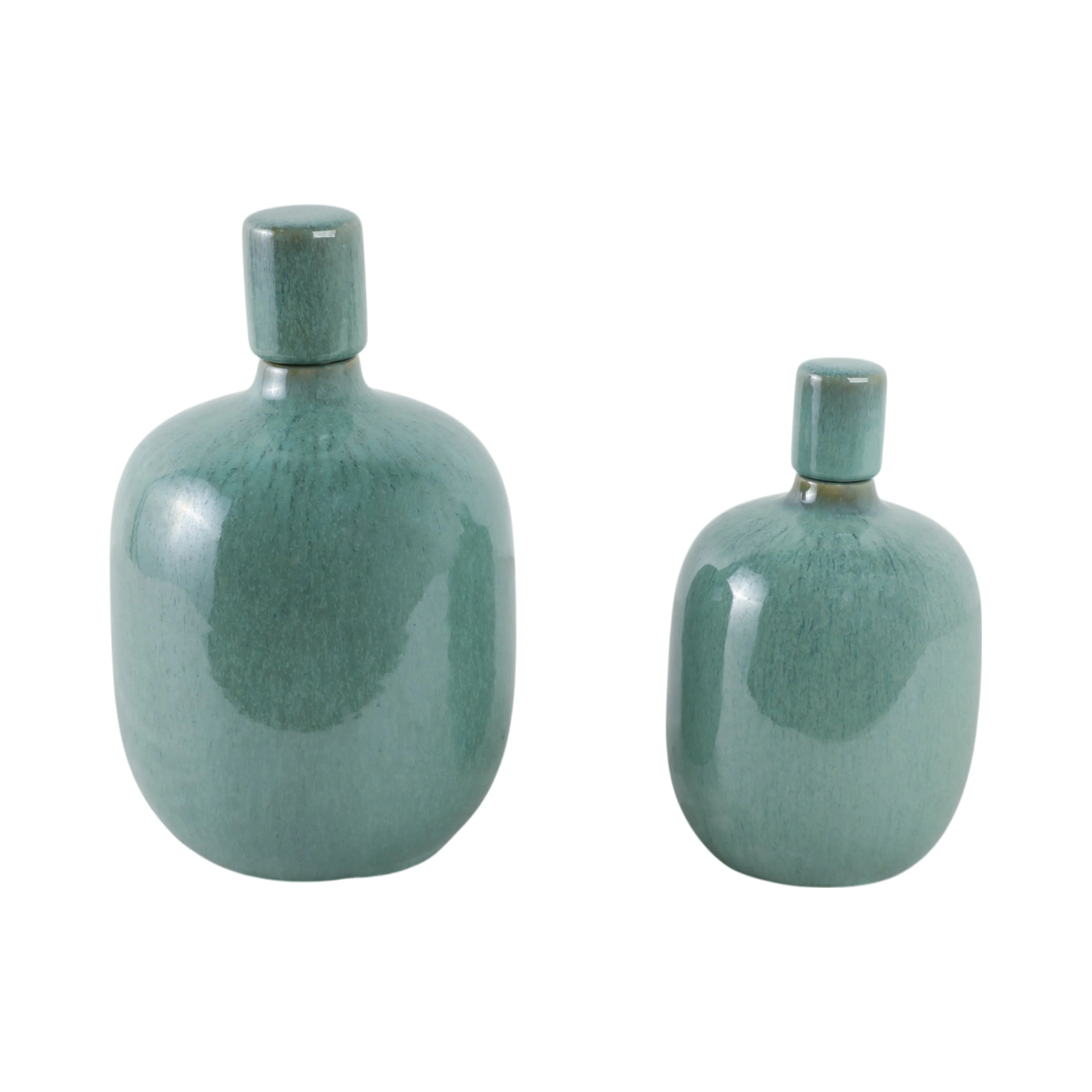 S/2 10/12" Corvallis Teal Ceramic Jars