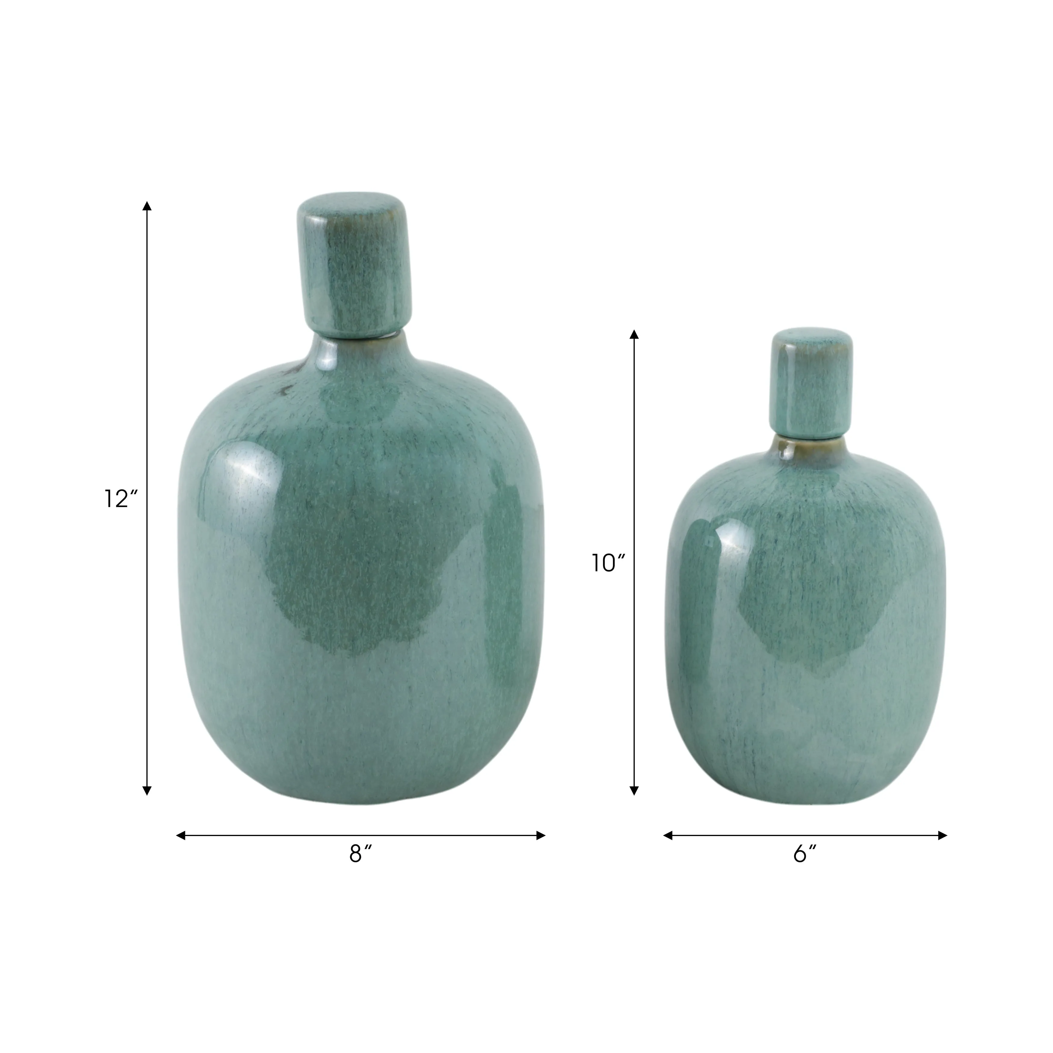 S/2 10/12" Corvallis Teal Ceramic Jars