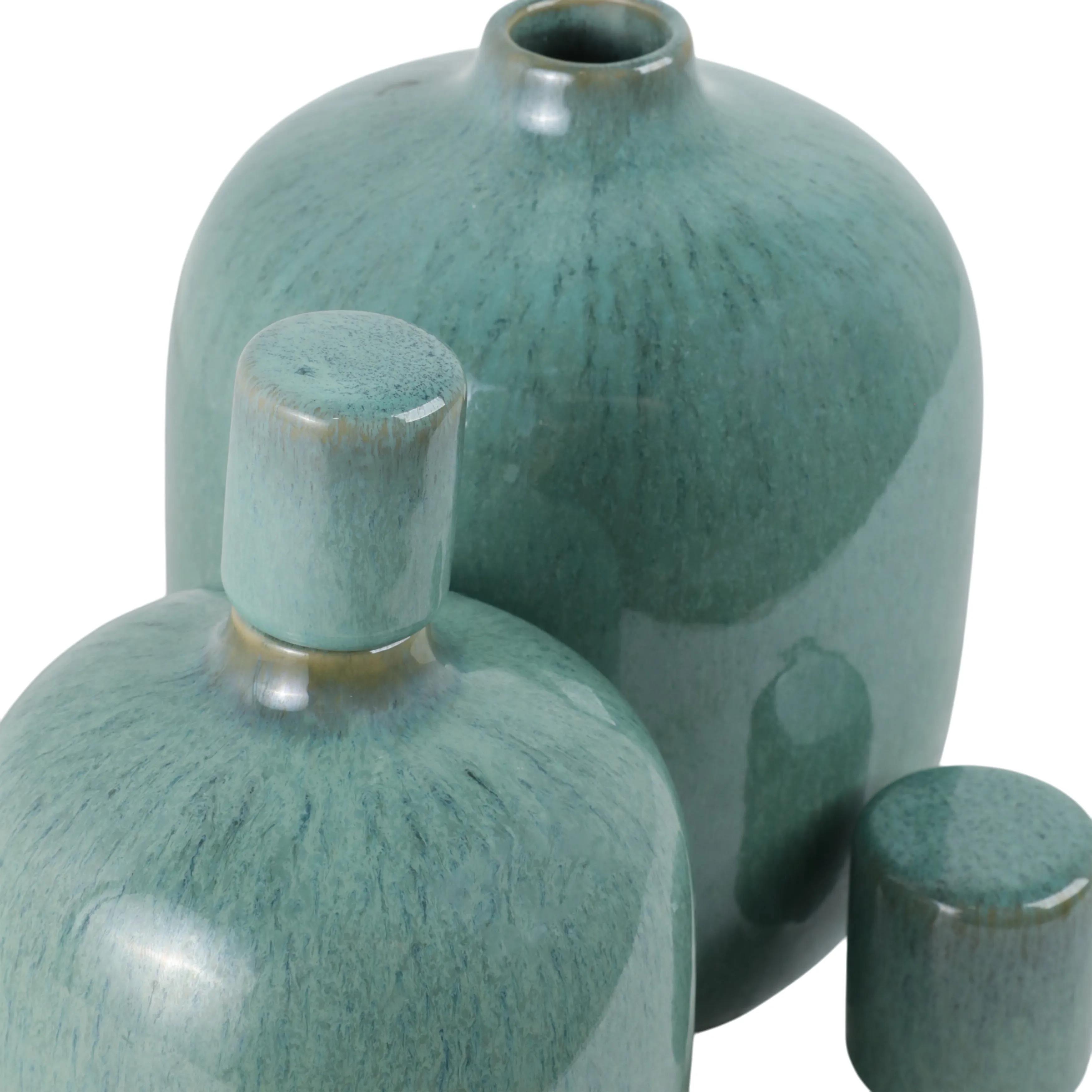 S/2 10/12" Corvallis Teal Ceramic Jars