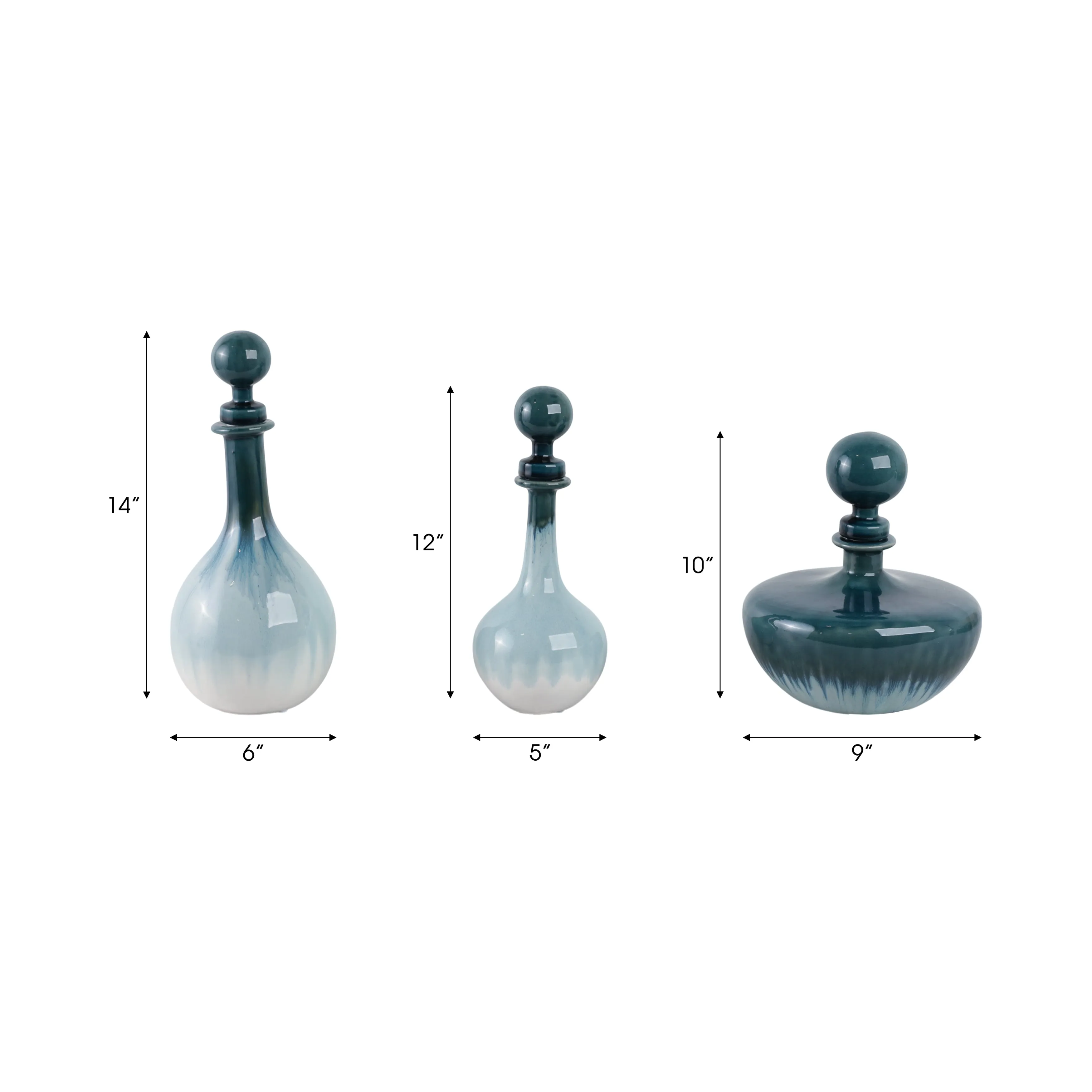 S/3 10/12/14" Astoria Ceramic Bottles