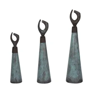 S/3 16/20/23" Bente Patina Bottles