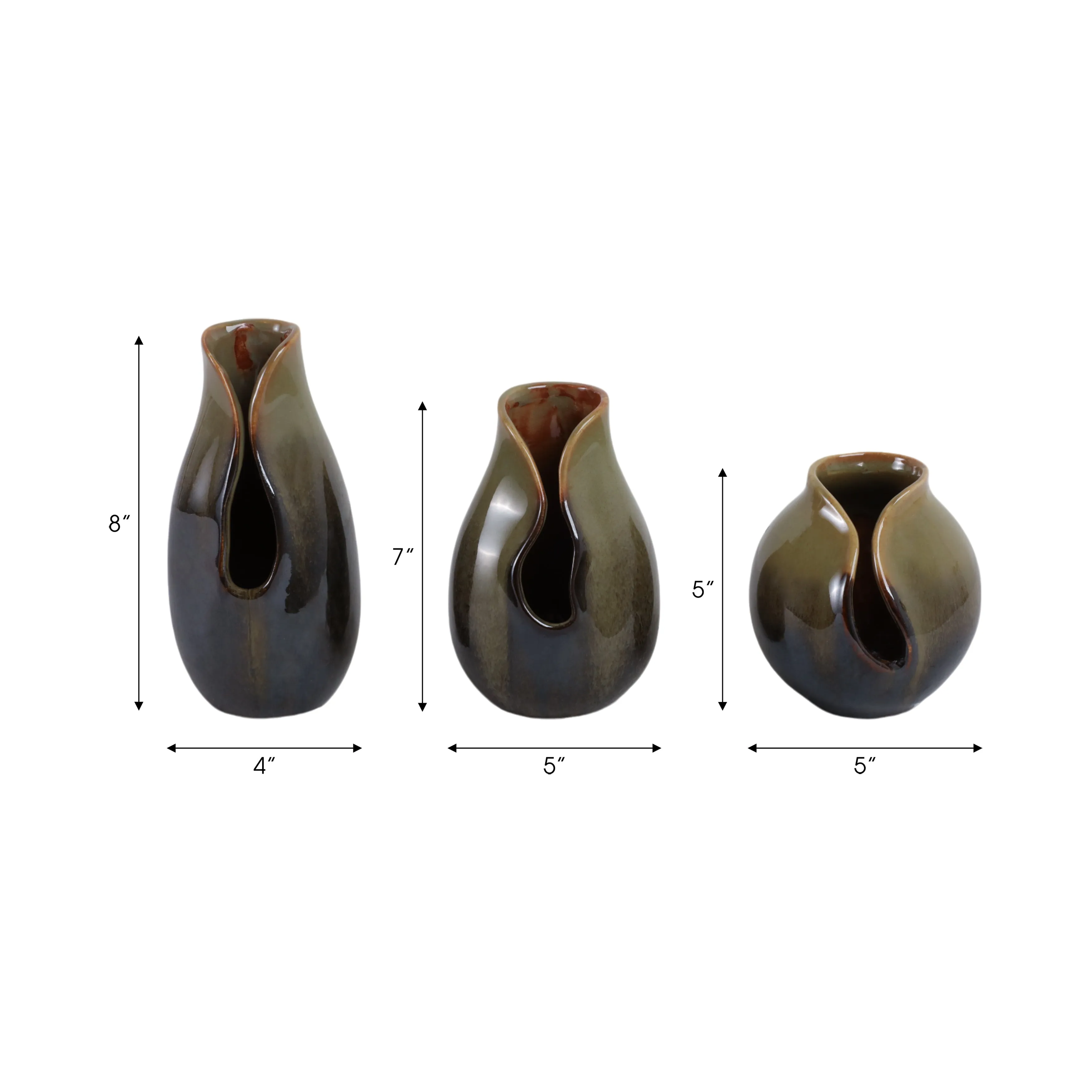 S/3 5/7/8" Oswego Ceramic Vases