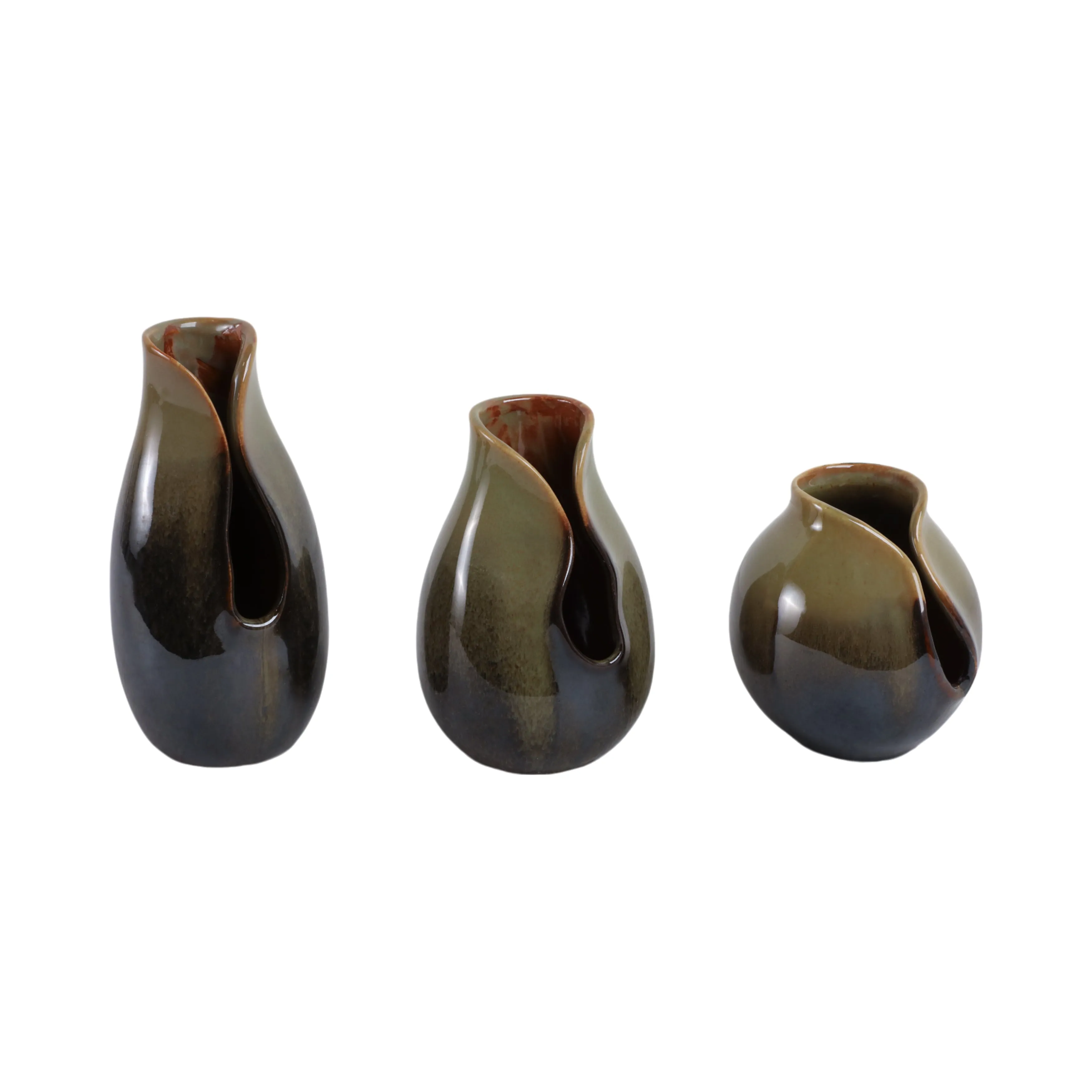 S/3 5/7/8" Oswego Ceramic Vases