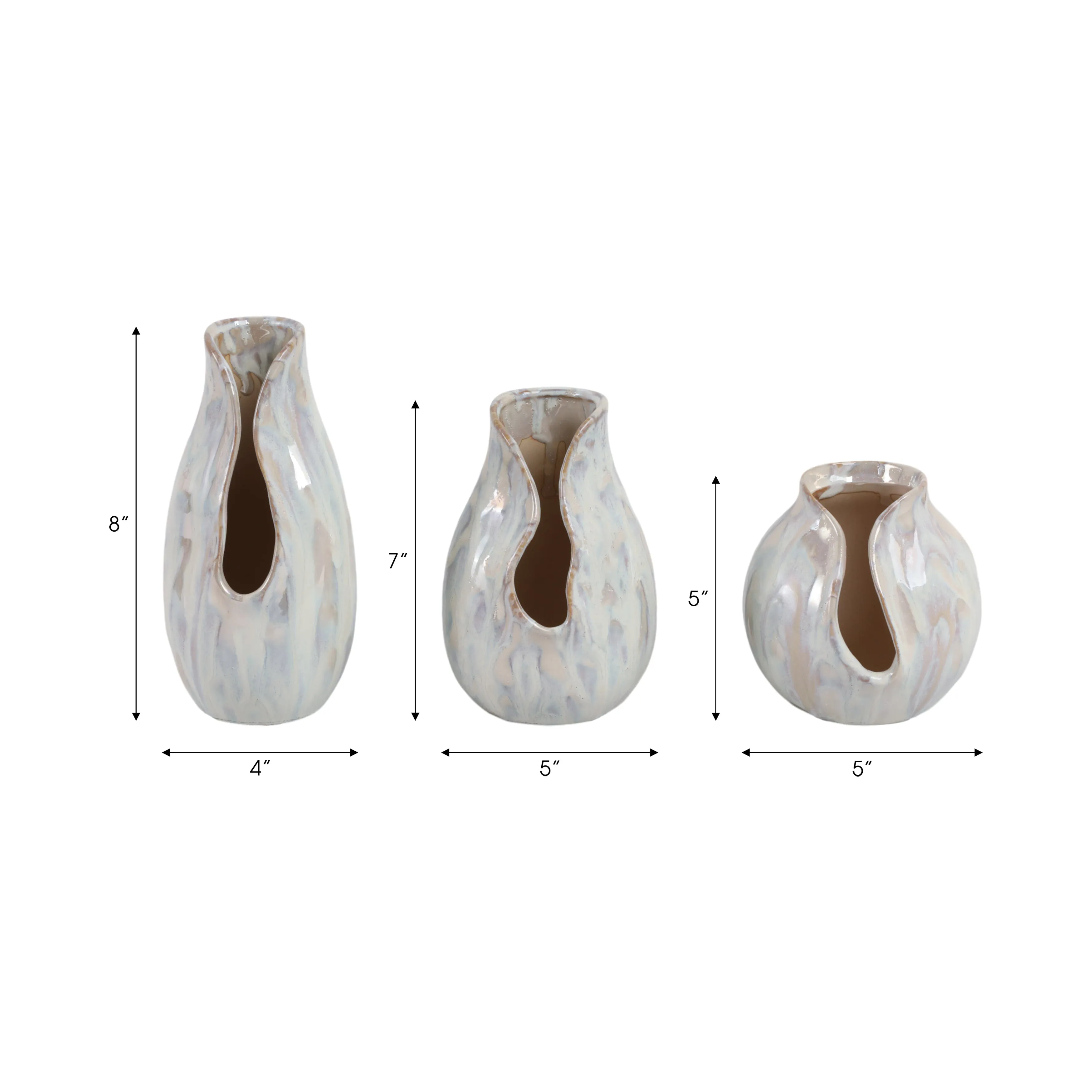 S/3 5/7/8" Pendelton Ceramic Vases