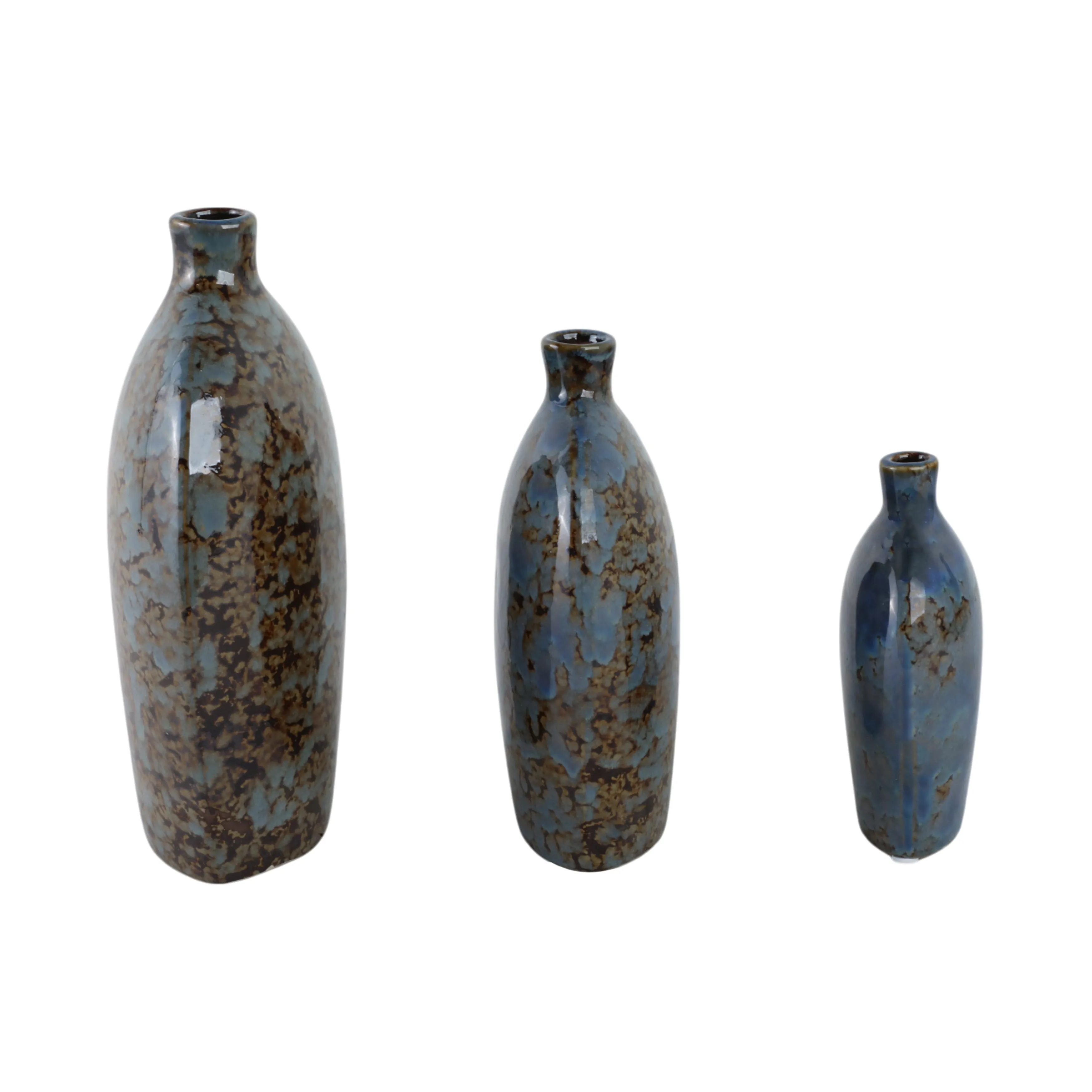 S/3 6/8/10" Olympia Blue Ceramic Vases
