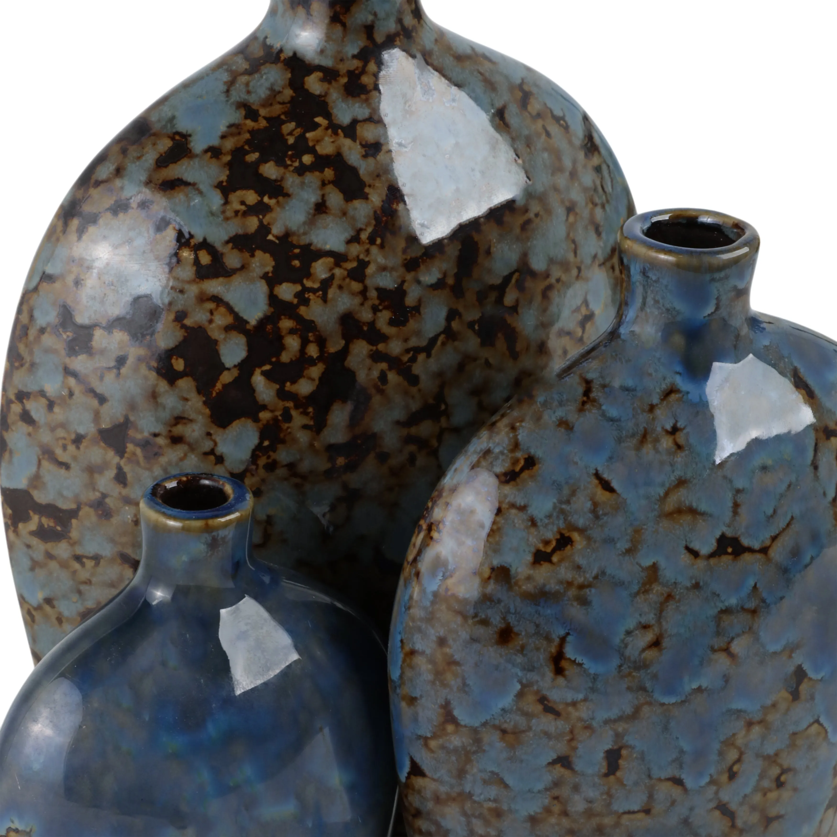 S/3 6/8/10" Olympia Blue Ceramic Vases