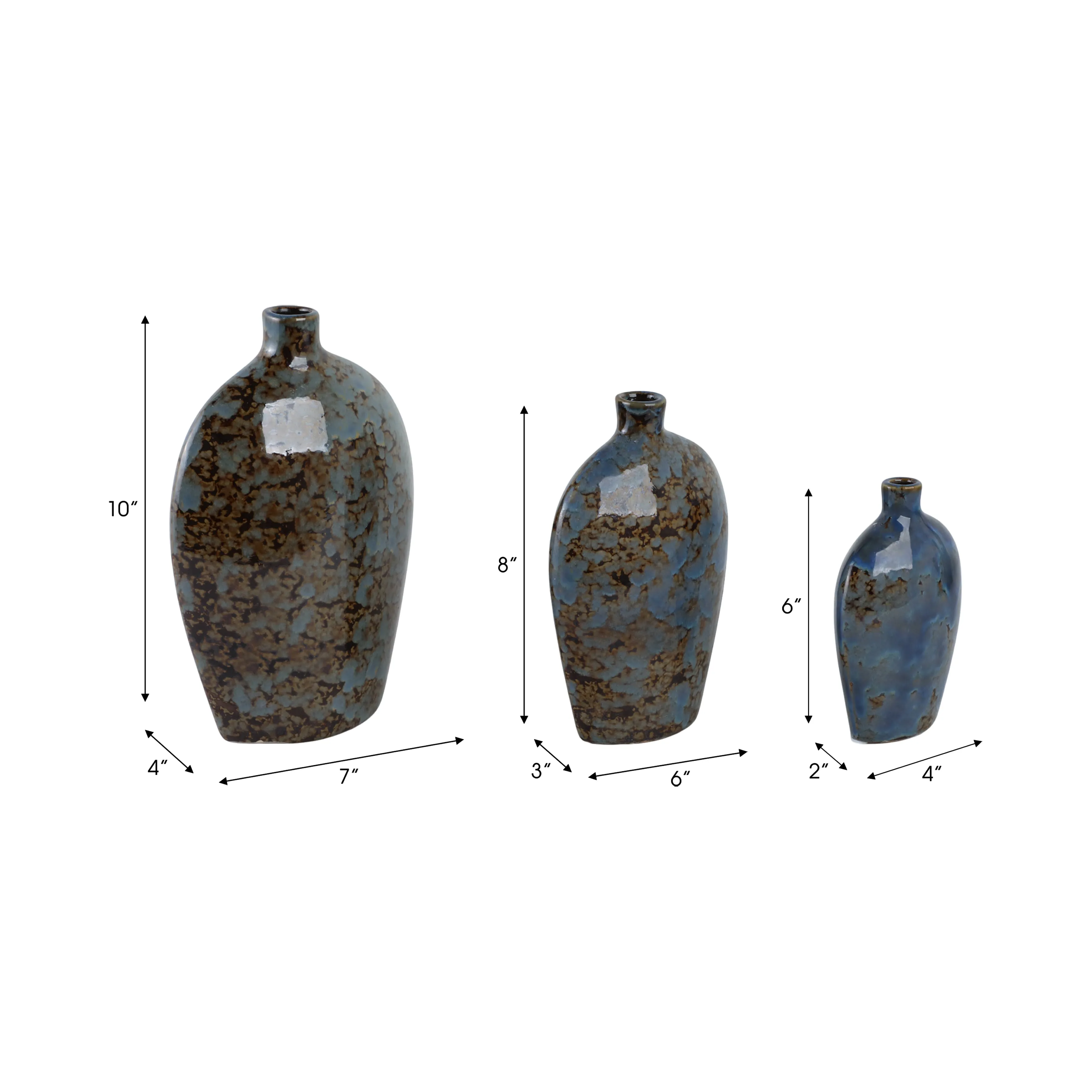 S/3 6/8/10" Olympia Blue Ceramic Vases