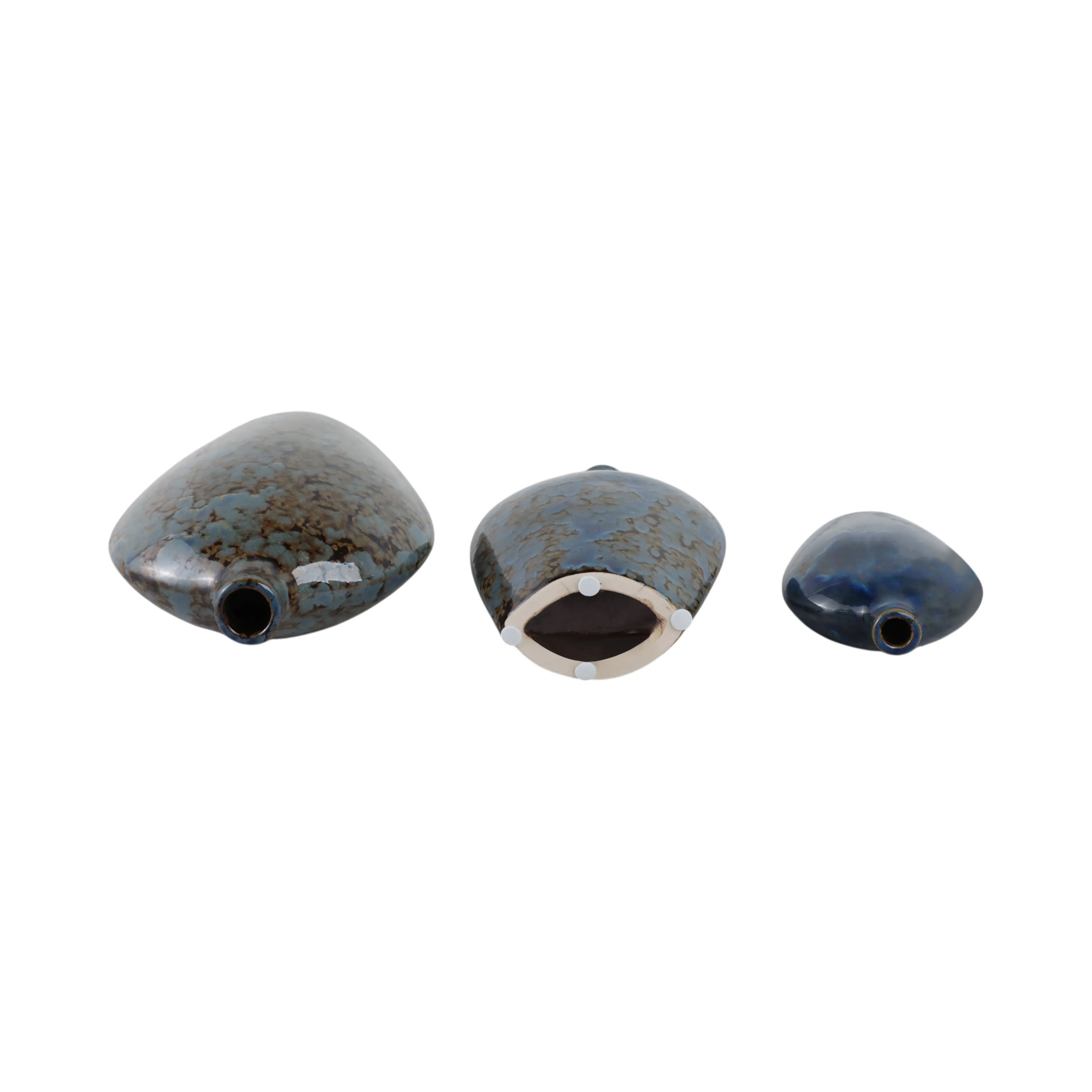 S/3 6/8/10" Olympia Blue Ceramic Vases