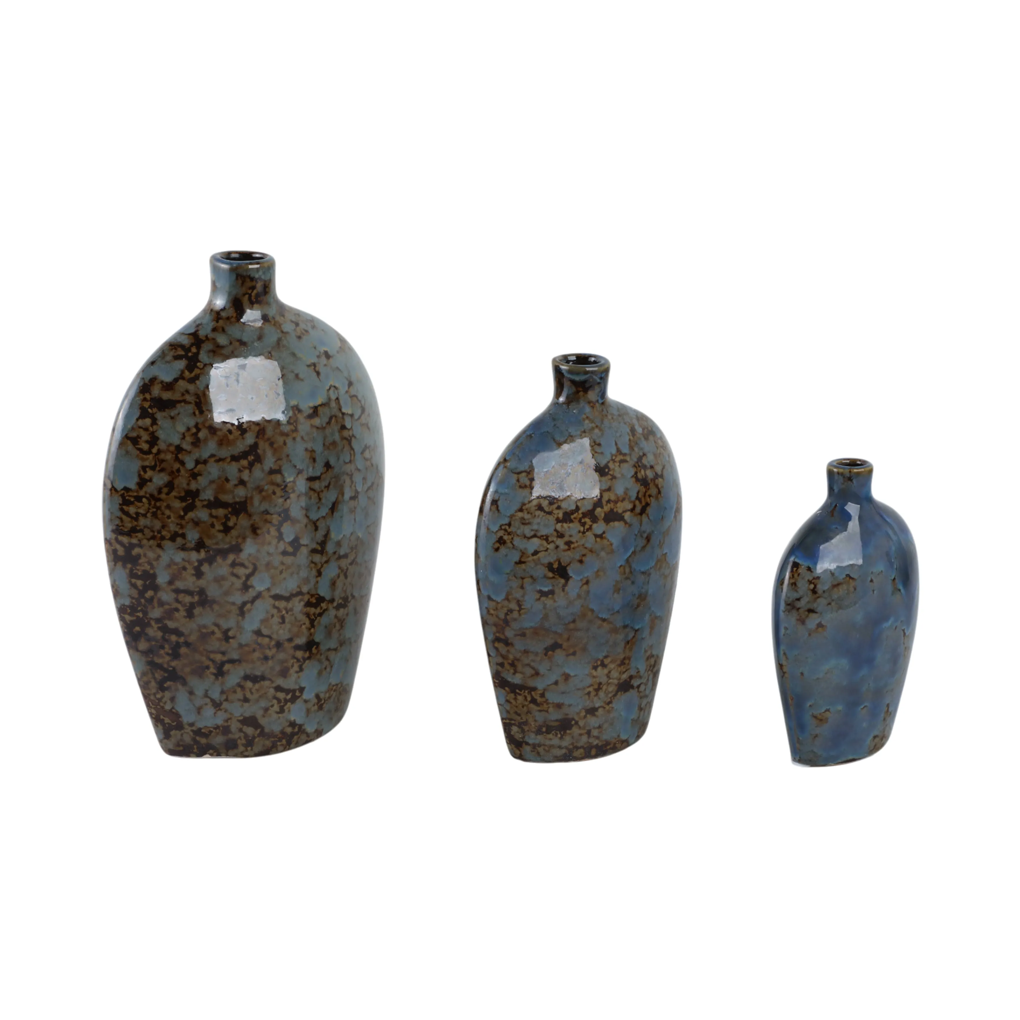 S/3 6/8/10" Olympia Blue Ceramic Vases
