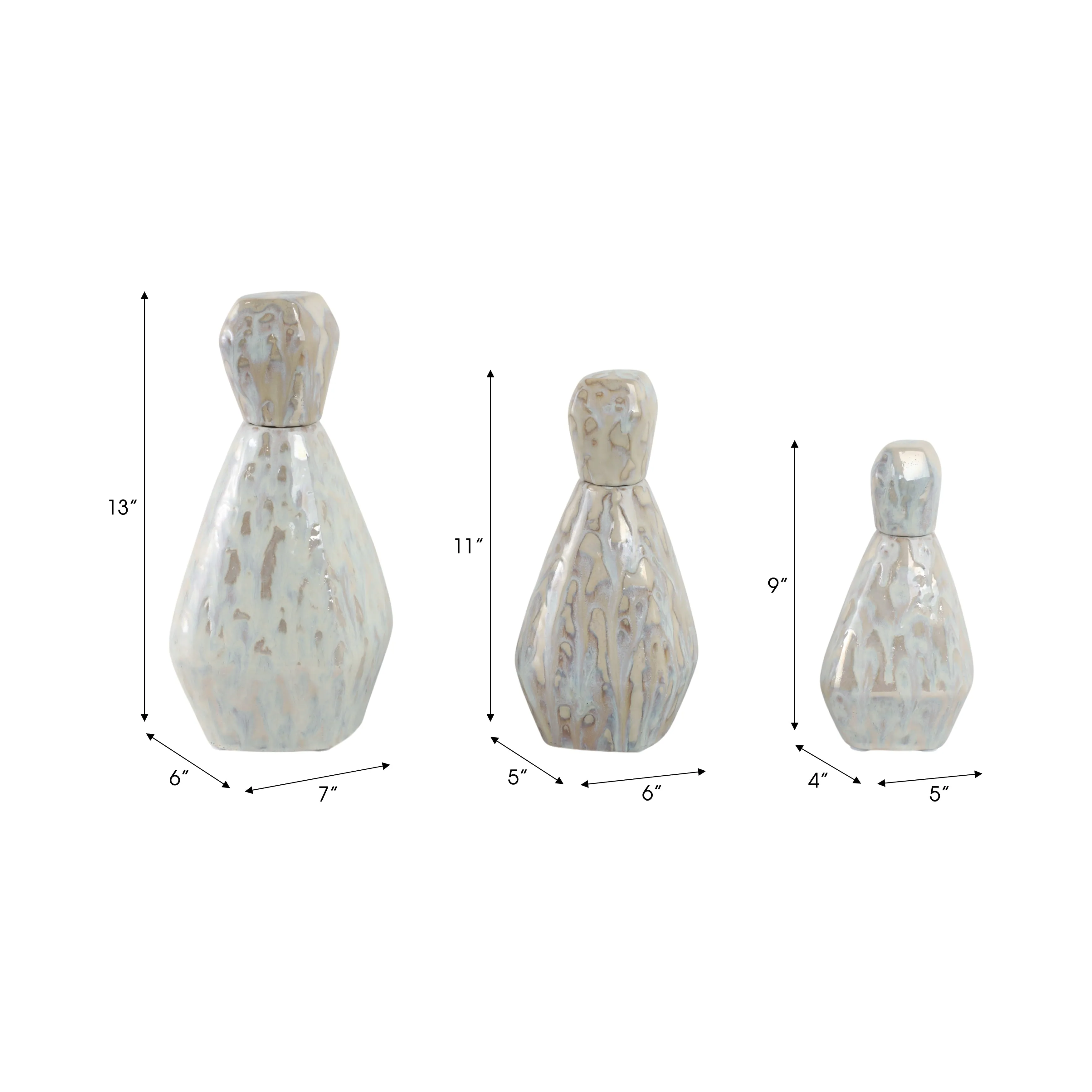 S/3 9/11/13" Tacoma Ceramic Bottles