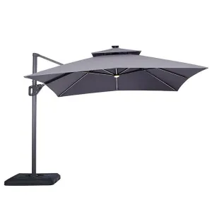 Sano 10 Ft Square Umbrella w/ Double Top w/ LED Light   37" Large Base