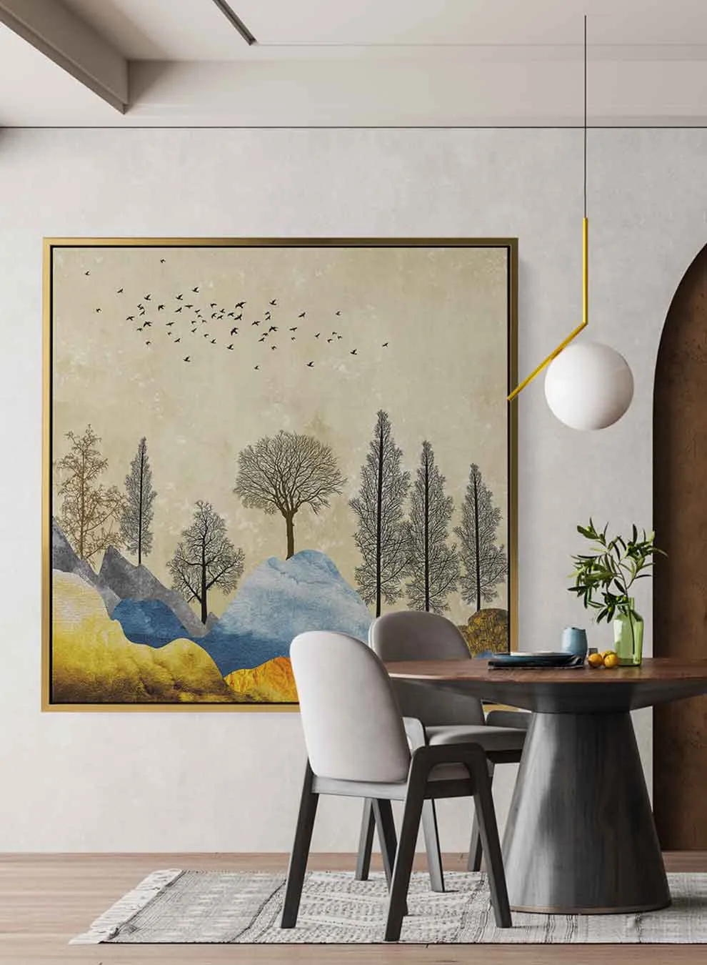 Square Canvas Wall Art Stretched Over Wooden Frame with Black Floating Frame and Colourful Faces Abstract Painting