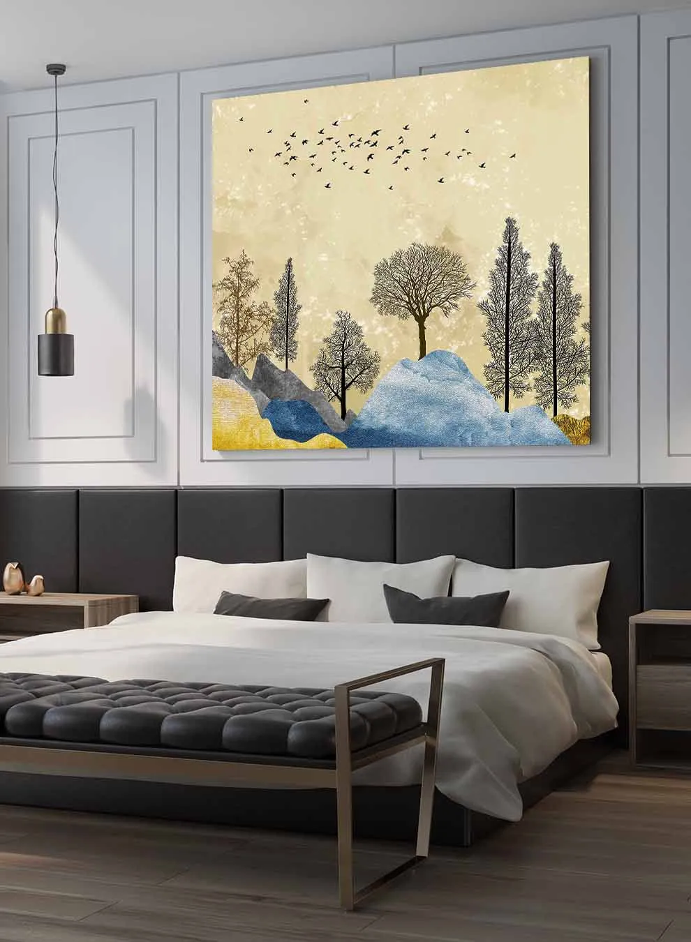 Square Canvas Wall Art Stretched Over Wooden Frame with Black Floating Frame and Colourful Faces Abstract Painting