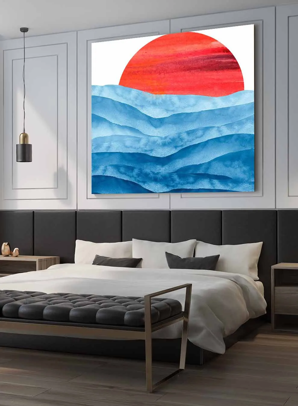 Square Canvas Wall Art Stretched Over Wooden Frame with Black Floating Frame and Floral Abstract Painting
