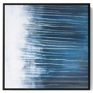 Square Canvas Wall Art Stretched Over Wooden Frame with Black Floating Frame and Flowers Oil Painting