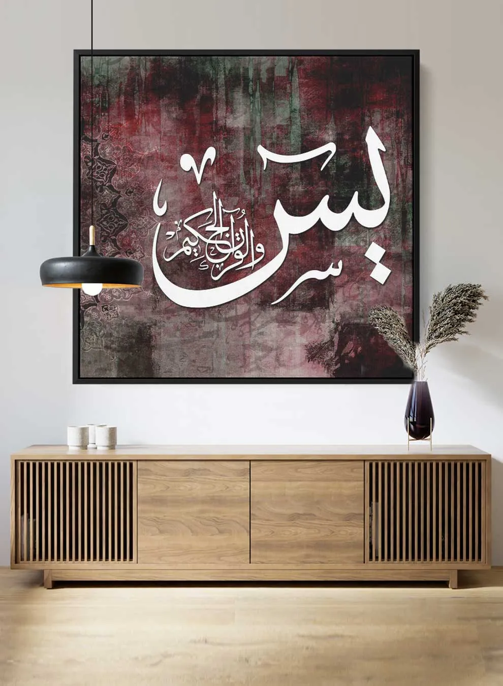 Square Canvas Wall Art Stretched Over Wooden Frame with Black Floating Frame and Horse Head Oil Painting