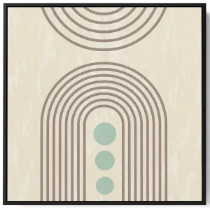 Square Canvas Wall Art Stretched Over Wooden Frame with Black Floating Frame and Light Abstract Painting