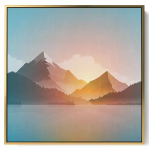 Square Canvas Wall Art Stretched Over Wooden Frame with Black Floating Frame and Repeated Pattern Painting