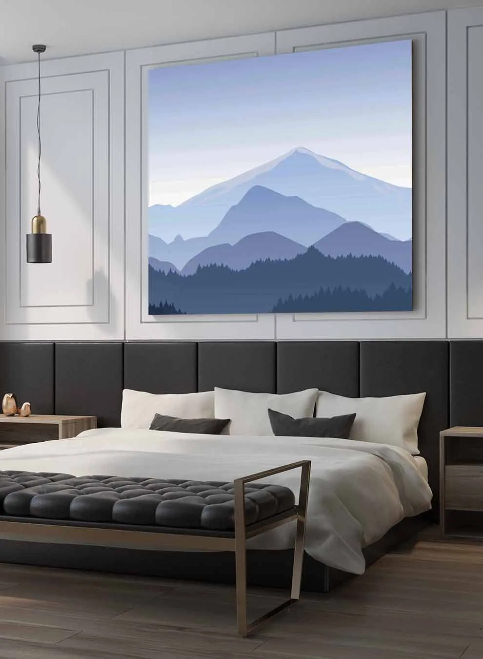 Square Canvas Wall Art Stretched Over Wooden Frame with Black Floating Frame and Wild Horse In Desert Painting