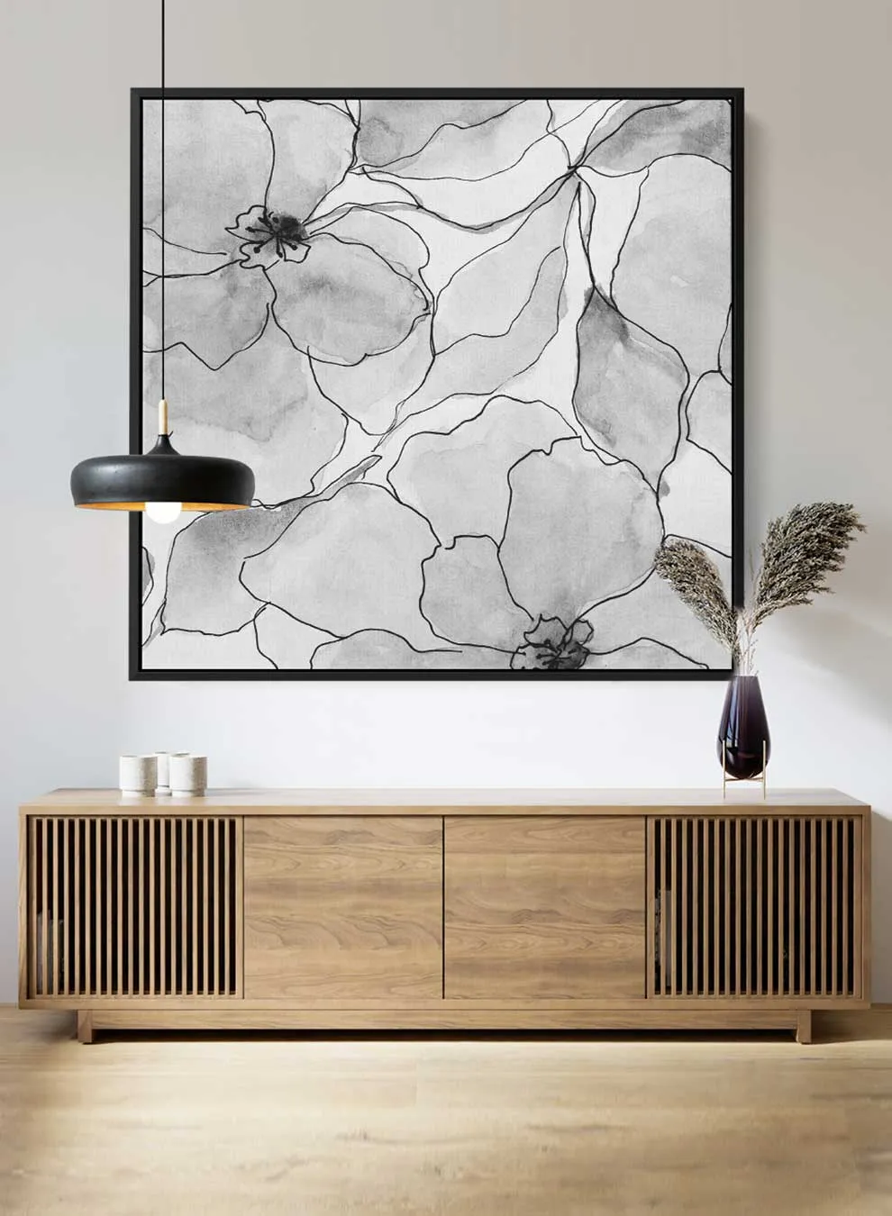 Square Canvas Wall Art Stretched Over Wooden Frame with Gold Floating Frame and Galloping Horses Painting