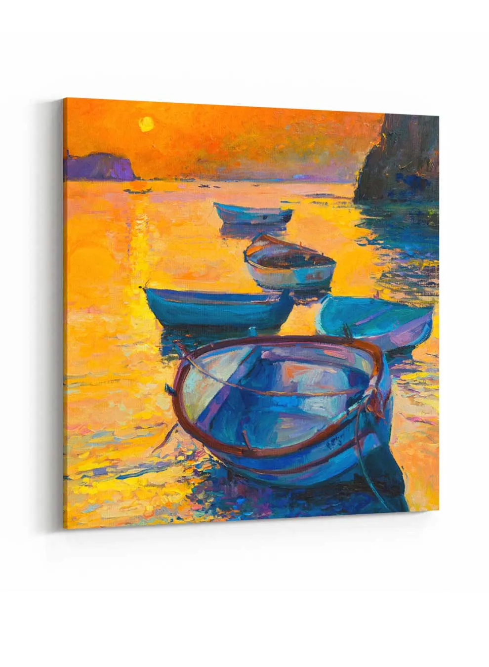 Square Canvas Wall Art Stretched Over Wooden Frame with Gold Floating Frame and Mystry Eyes Oil Painting