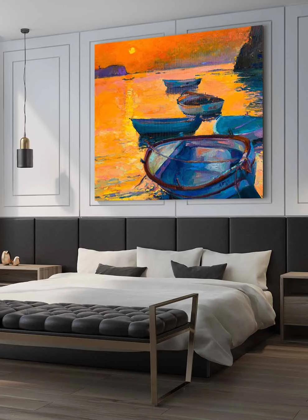 Square Canvas Wall Art Stretched Over Wooden Frame with Gold Floating Frame and Mystry Eyes Oil Painting