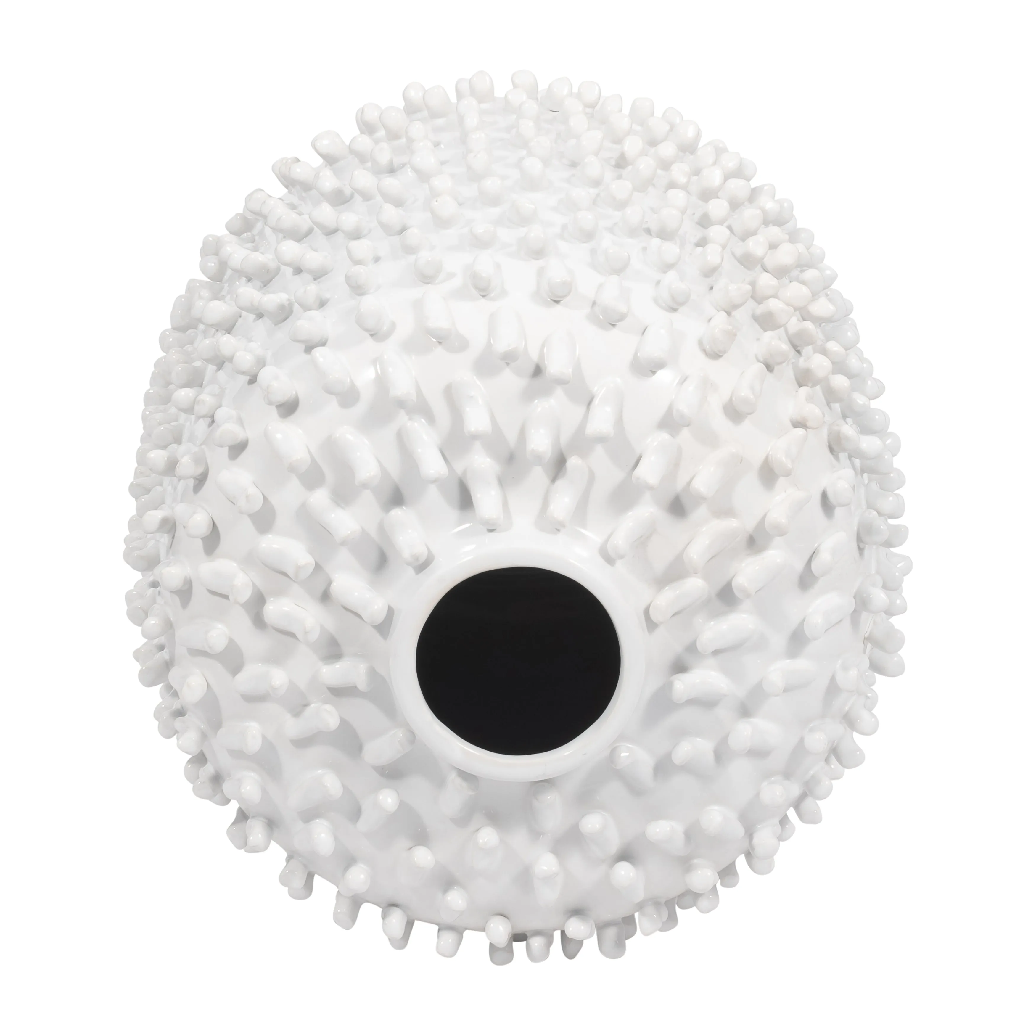 Stoneware, 13" Hand Made Dot Vase, White