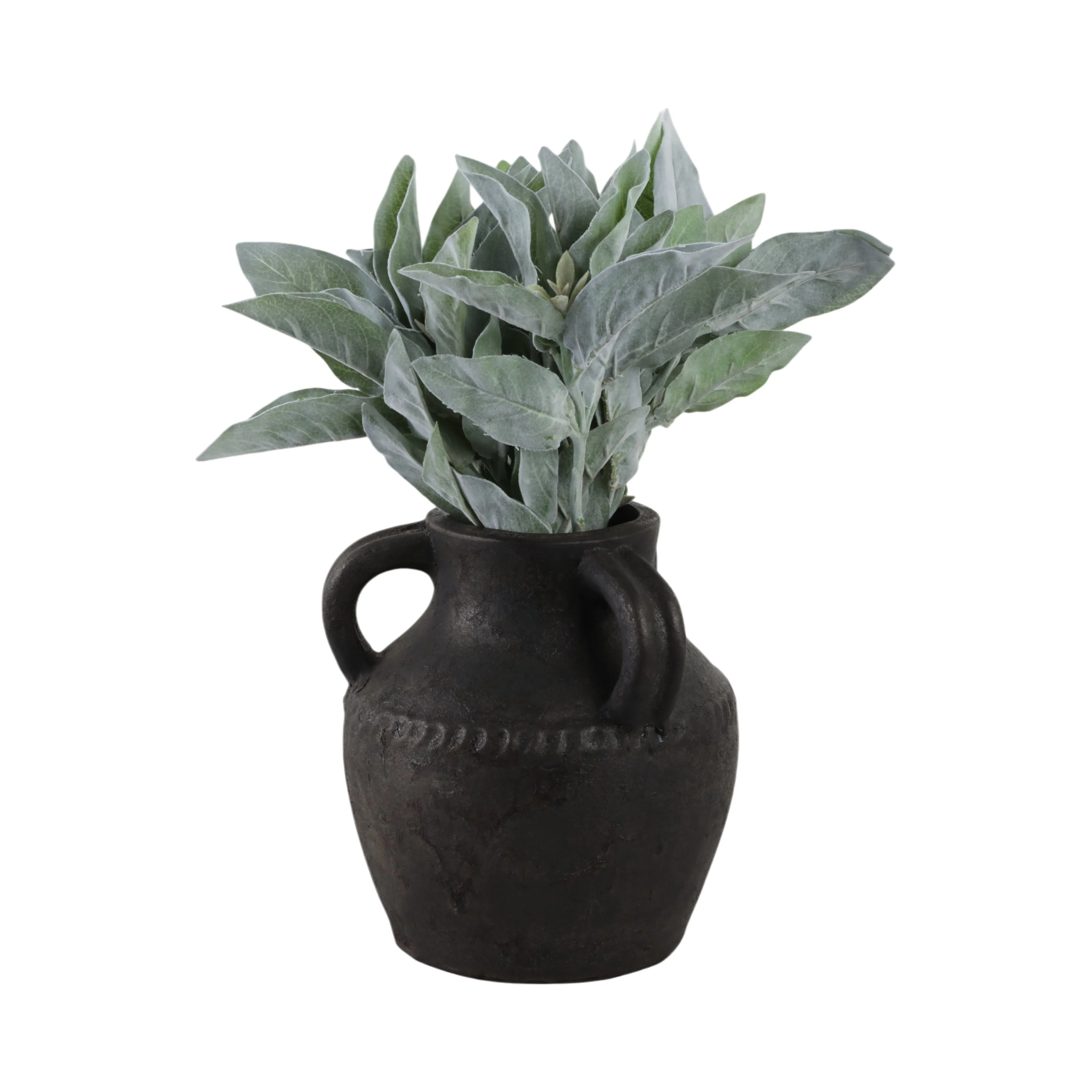 Terracotta, 10" Triple Handle Jug, Black