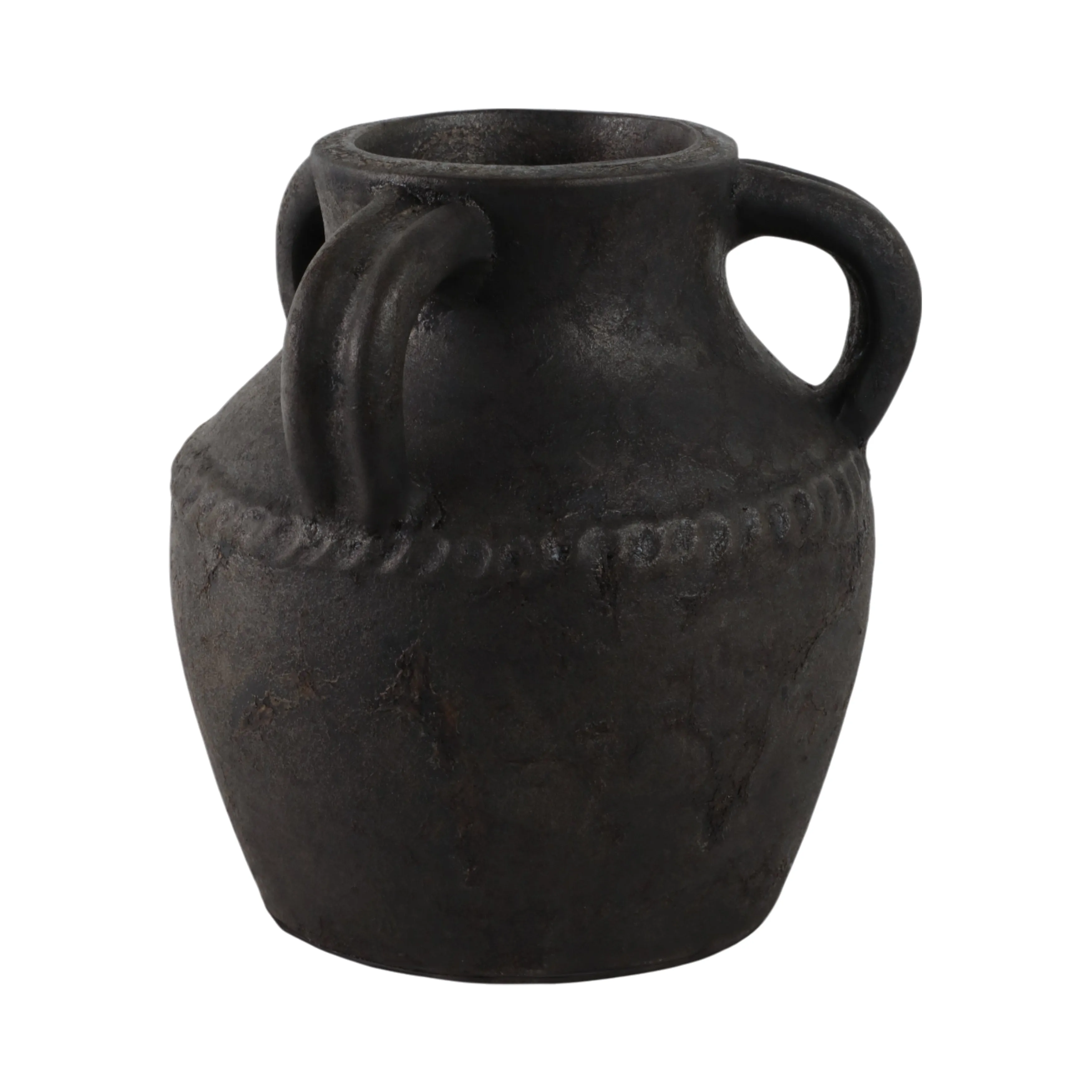 Terracotta, 10" Triple Handle Jug, Black